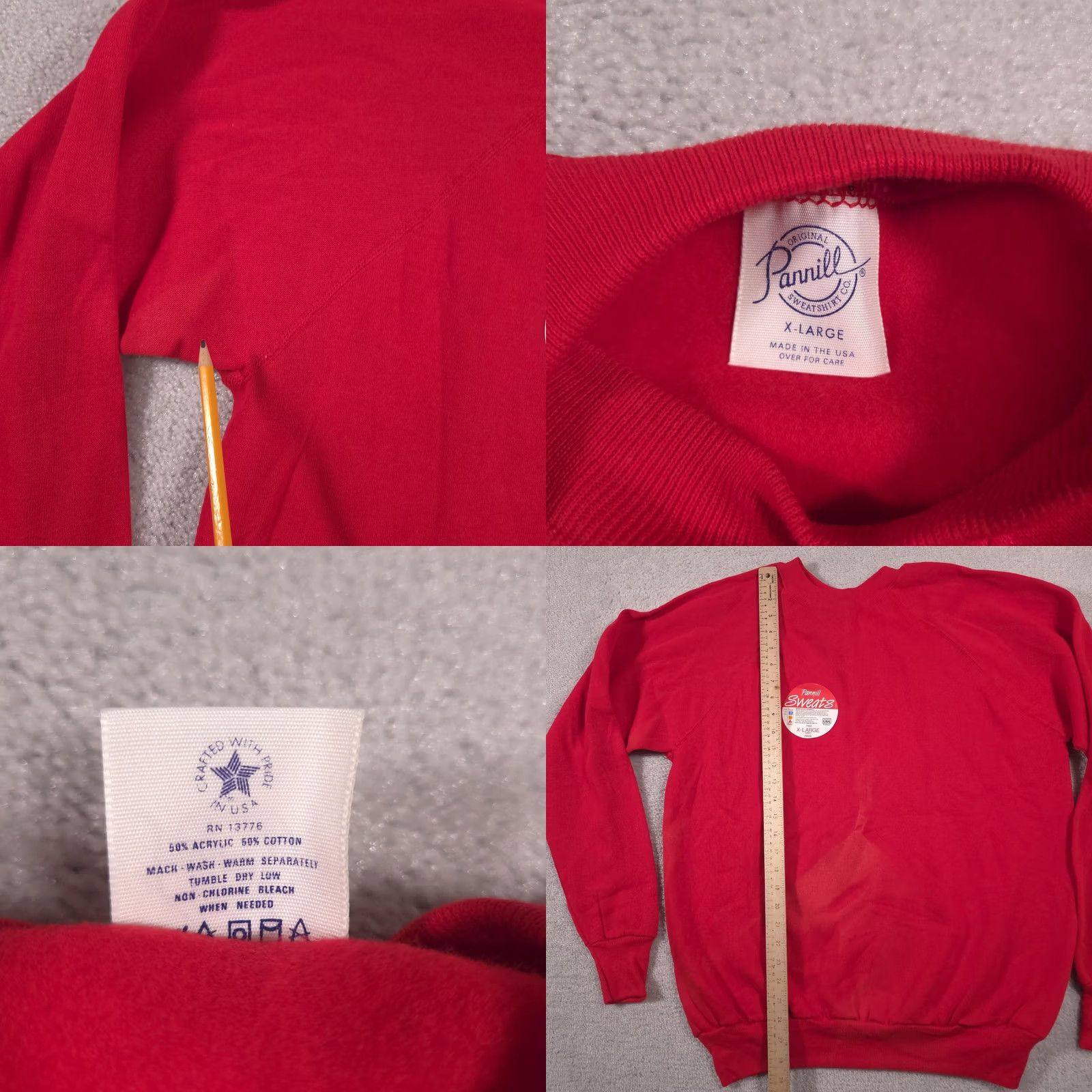 X-LARGE VINTAGE Pannill Sweatshirt Mens X-Large Red Crewneck 50/50 Made in USA 90s Size US XL / EU 56 / 4 - 8 Thumbnail