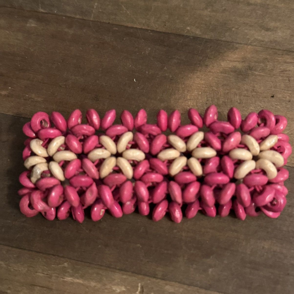 Other Wooden fuchsia and cream floral stretch bracelet Size ONE SIZE - 3 Thumbnail
