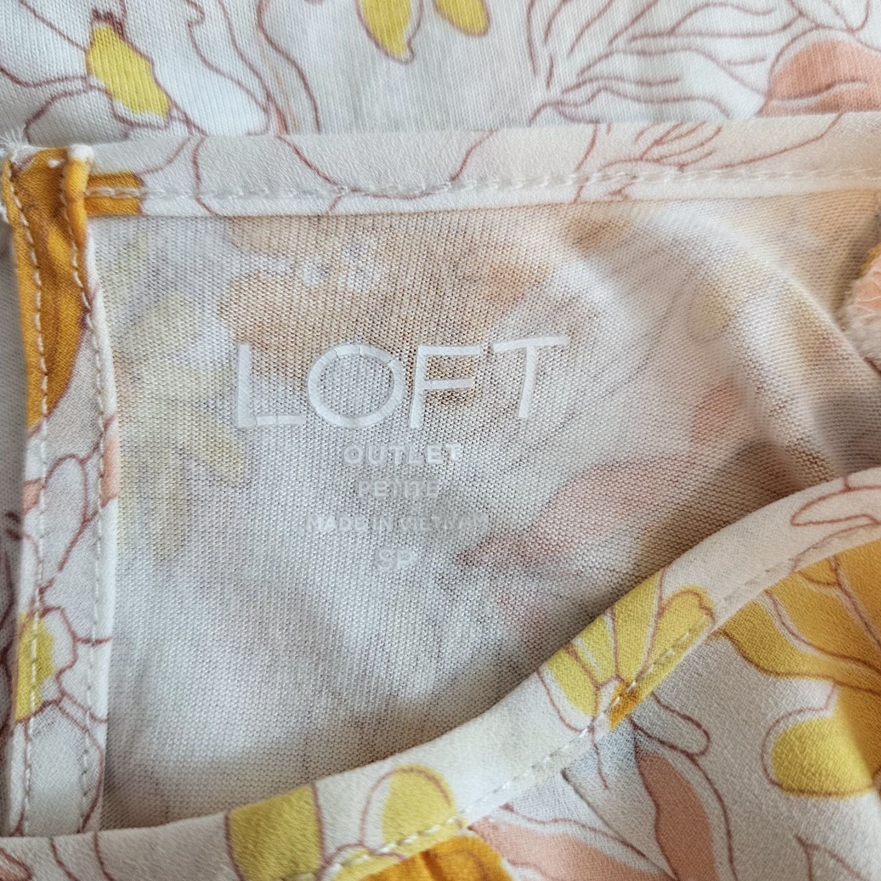 Loft Ann Taylor LOFT Womens Top Small Petite Orange Pink Floral Short Sleeve Size L / US 10 / IT 46 - 5 Thumbnail
