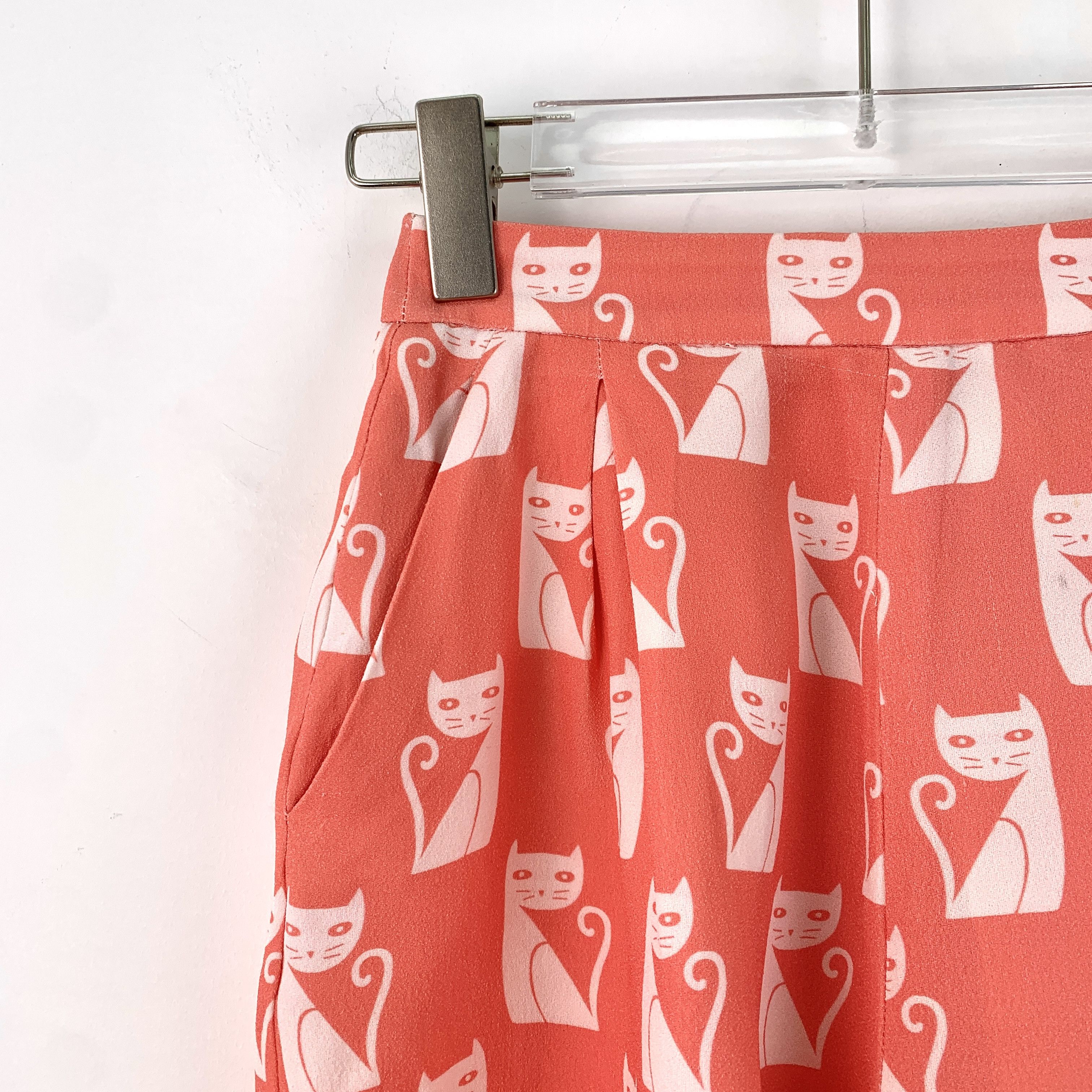 Miu Miu Miu Miu Orange Cat Print Casual Mini Skirt (Size XS) Size 25" / US 0 / IT 36 - 7 Thumbnail
