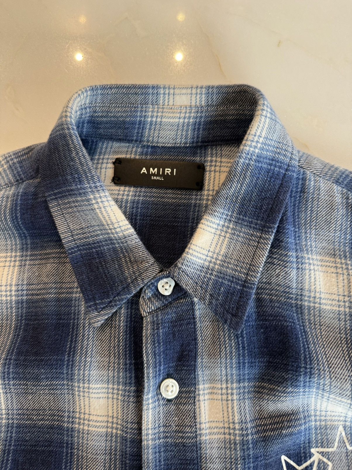 Amiri Amiri Blue and White Flannel button up shirt Size US S / EU 44-46 / 1 - 5 Thumbnail