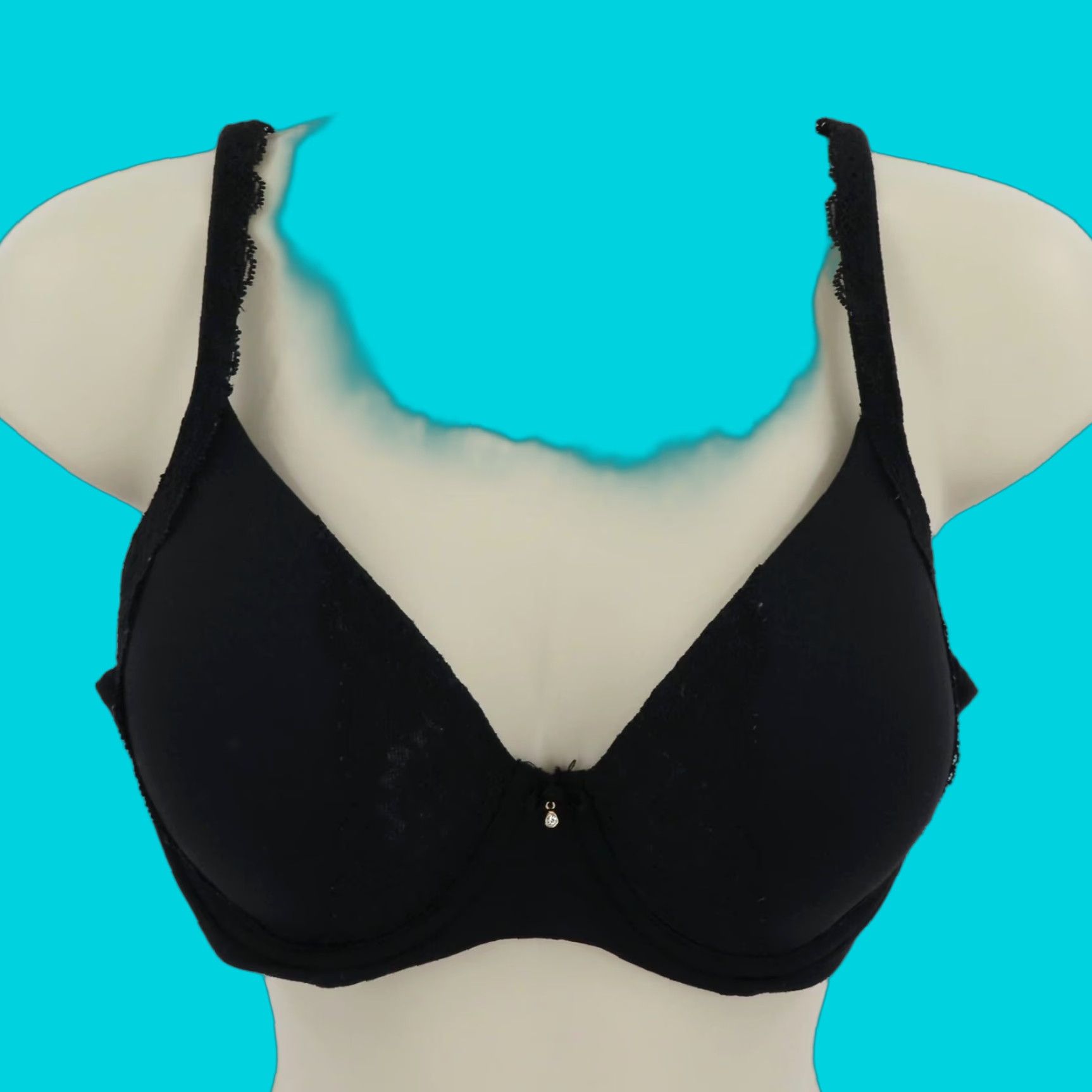 Vintage Soma Embraceable Bra - 34D - Black - Full Coverage, Lined, Underwire - T-Shirt Style, Solid Lace Trim, Hook & Eye Closure - Women, 34D, N/A Size ONE SIZE - 1 Thumbnail