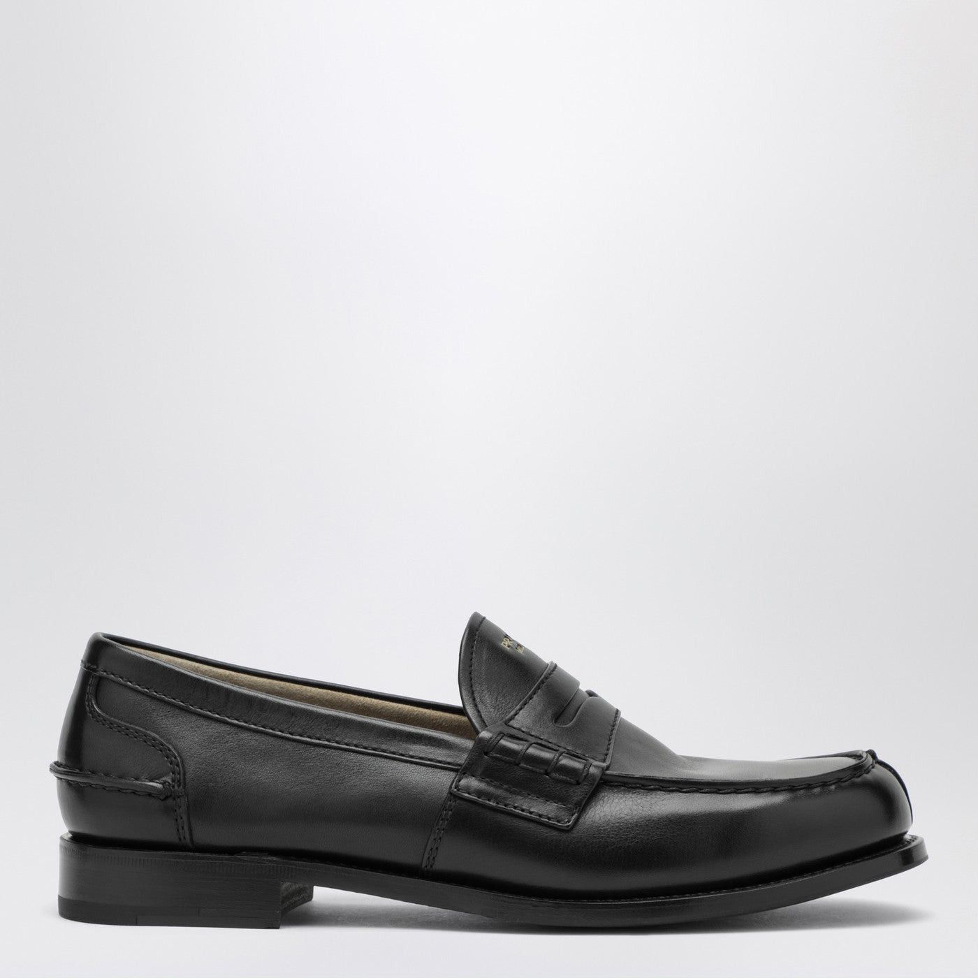 Prada Prada Black Brushed Leather Loafers Size US 7 / EU 40 - 1 Thumbnail