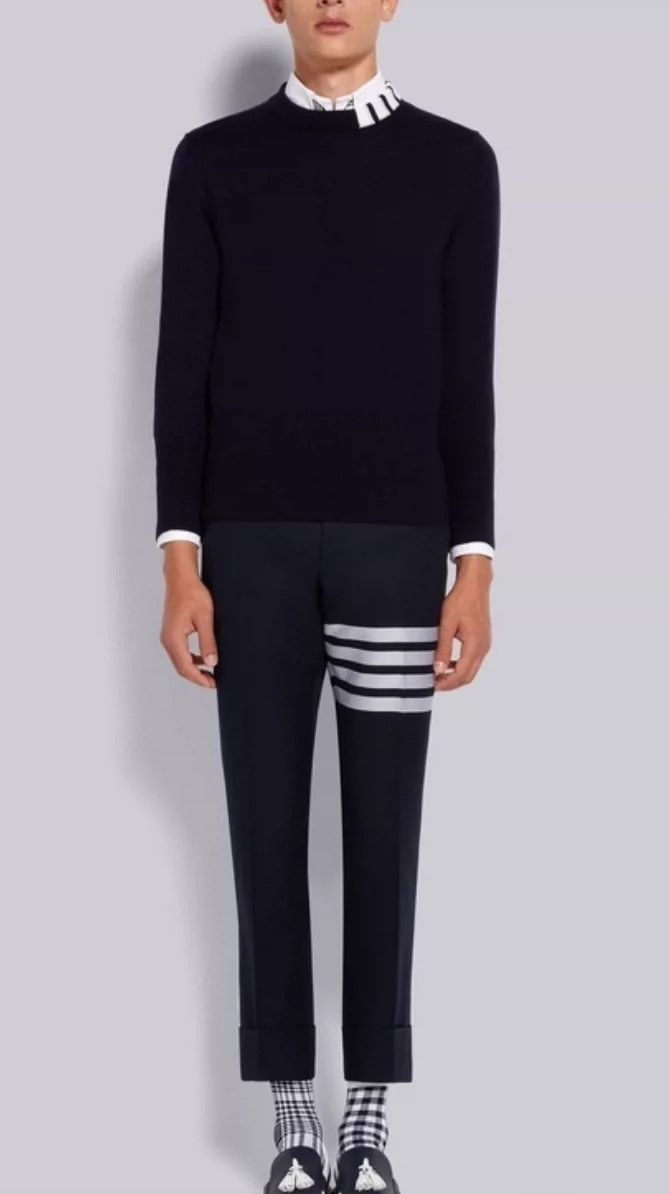 Thom Browne Thom browne Rare dark blue collar four-bar sweater 2504-Nex Size US XXL / EU 58 / 5 - 9 Thumbnail