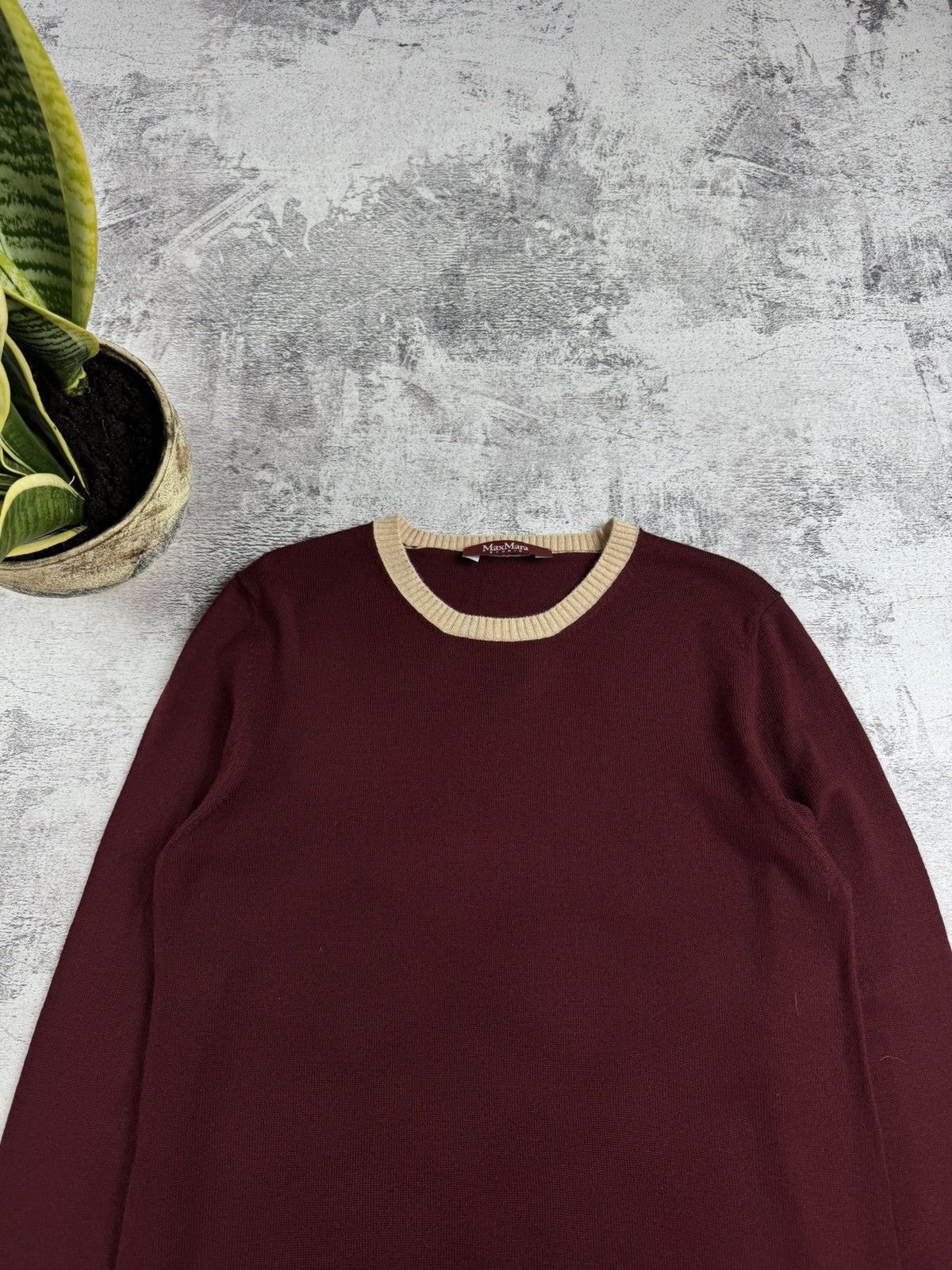 Max Mara × Vintage Max Mara Studio Wool Cherry Dress Long Pullover Sweater Size M / US 6-8 / IT 42-44 - 5 Thumbnail