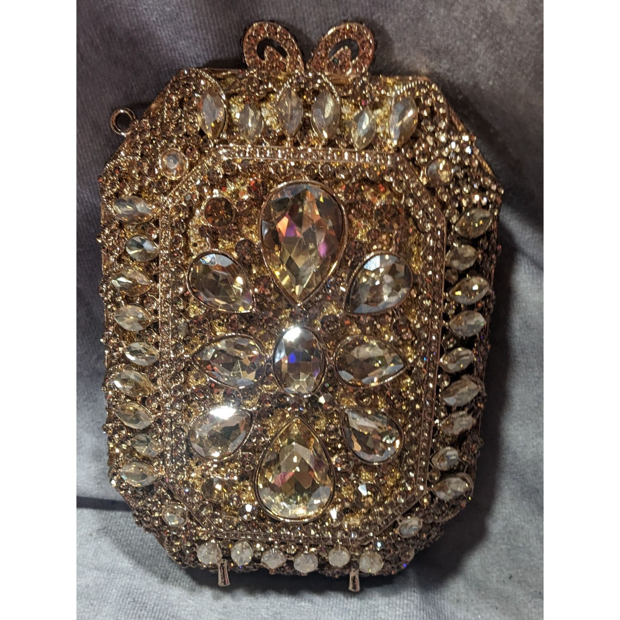 Other Luxury Rhinestone Encrusted Evening Bag Gold Tone With Remov Size ONE SIZE - 17 Thumbnail