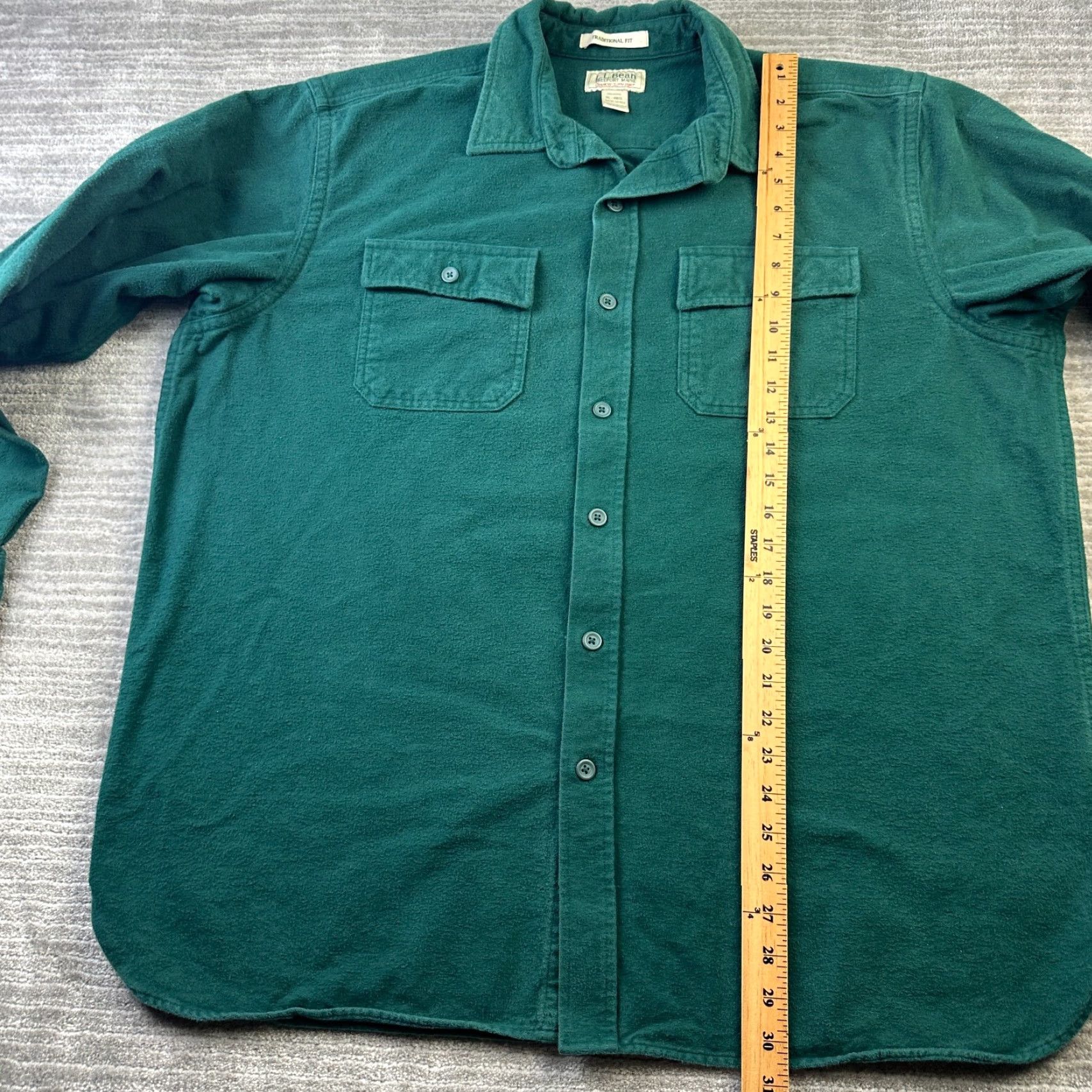 Vintage VINTAGE LL Bean Shirt Mens XL Green Chamois Heavy Flannel 187923 Overshirt Shacket Button-Up Pocketed Size US XL / EU 56 / 4 - 6 Thumbnail