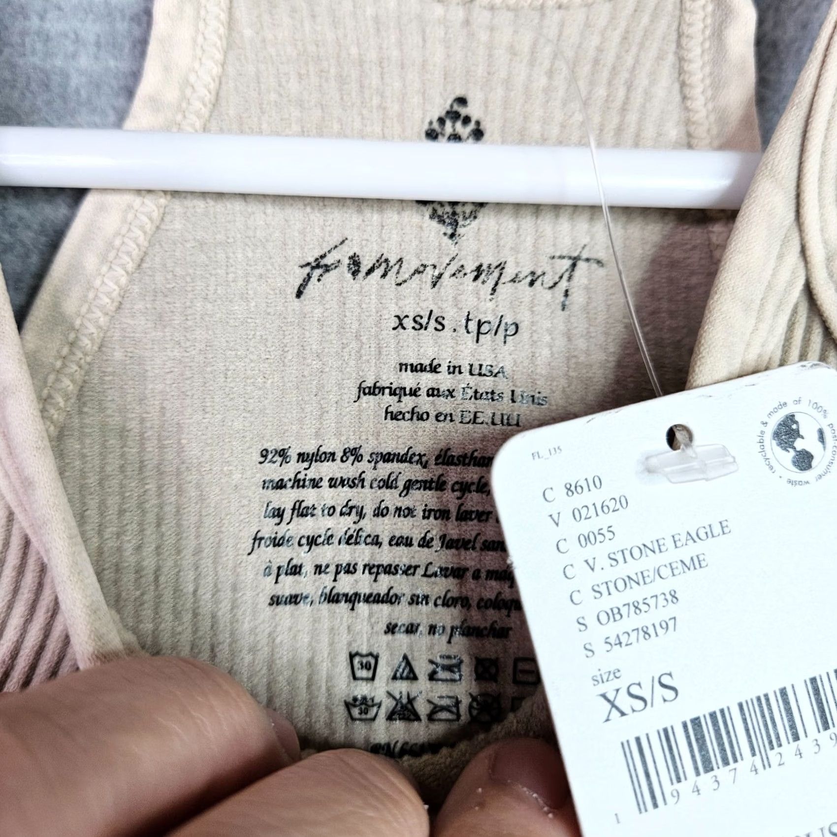 Free People Free People Movement Ribbed Crop Tank XS/S Stone Racerback NWT Ladies Sleeveless Tank Beige Nylon Spandex Modern Cropped Top Shirt Womens Size XS / US 0-2 / IT 36-38 - 6 Thumbnail