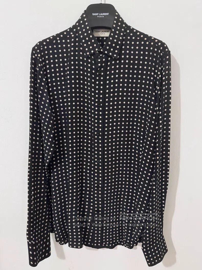 Saint Laurent Paris Saint Laurent Paris Silk black and white polka dot shirt Size XS / US 0-2 / IT 36-38 - 1 Thumbnail
