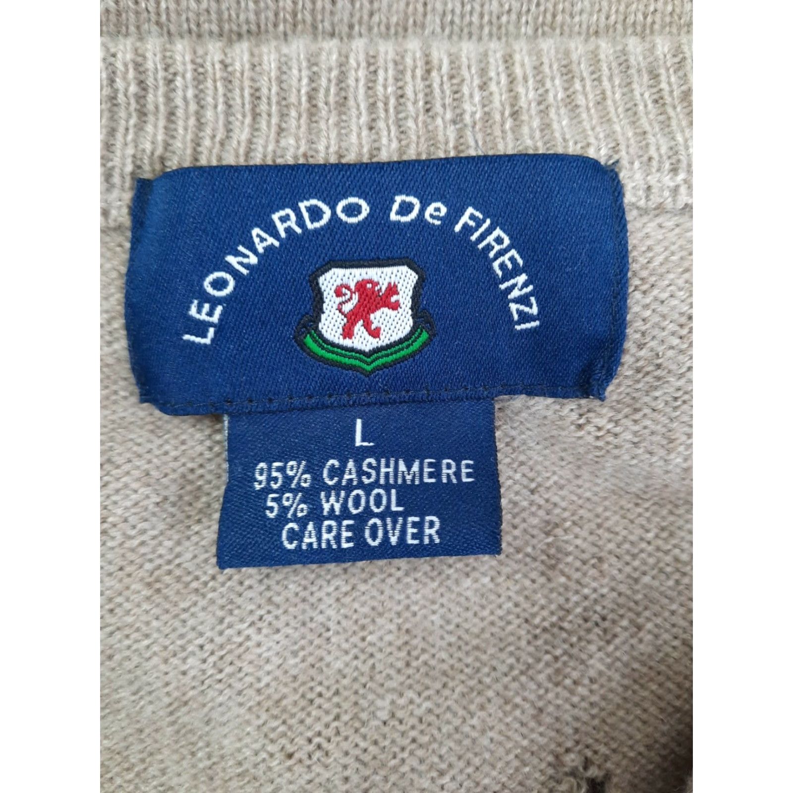 Vintage Vtg Leonardo de Firenzi Mens Brown Cashmere Wool Blend Sweater Flawed Large S6S Long Sleeve V-Neck Pullover Oversized Knit Shirt Mens Size US L / EU 52-54 / 3 - 2 Thumbnail