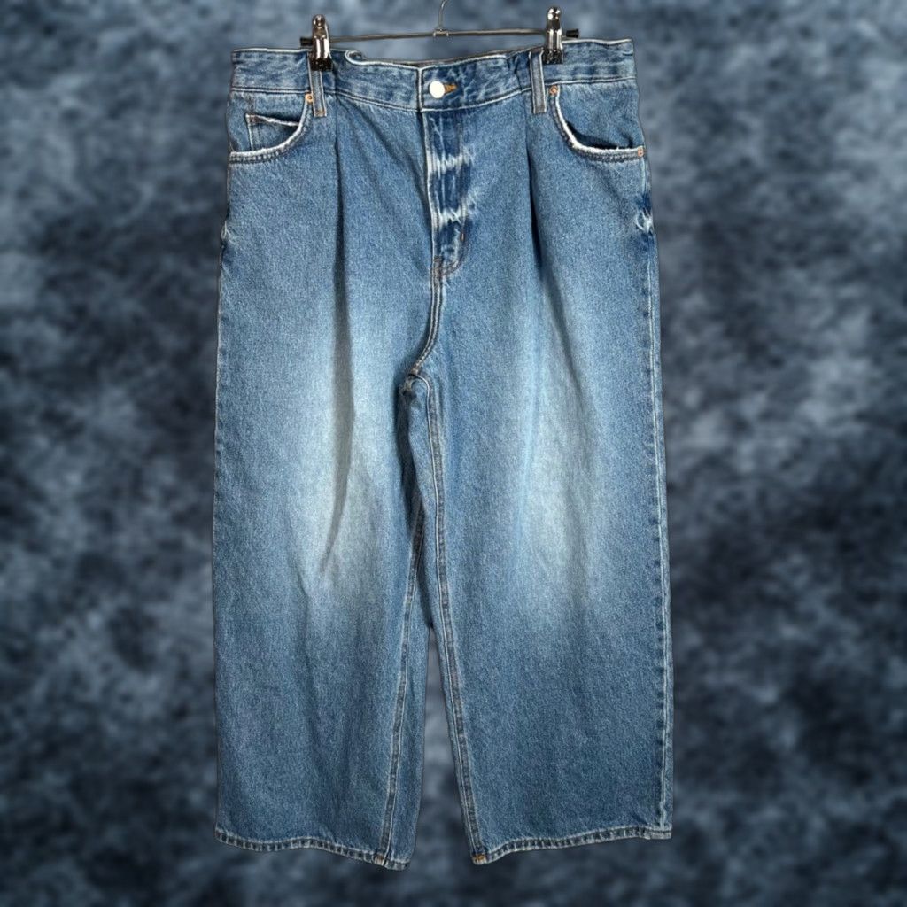 Oak + Fort Oak + Fort Denim Jeans Womens 29 High-Waist Wide Blue 5-Pocket Style Wide-Leg Jeans Womens Size ONE SIZE - 1 Thumbnail