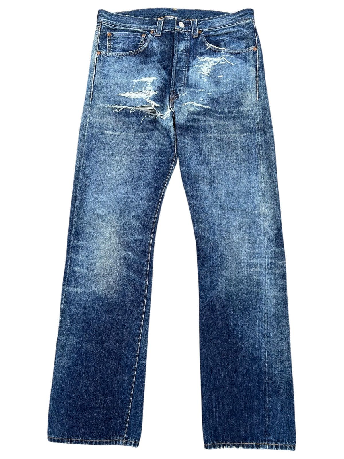 Kapital Thrashed Levis 501XX Big E Selvedge Distressed Denim Jeans Size US 35 - 1 Thumbnail
