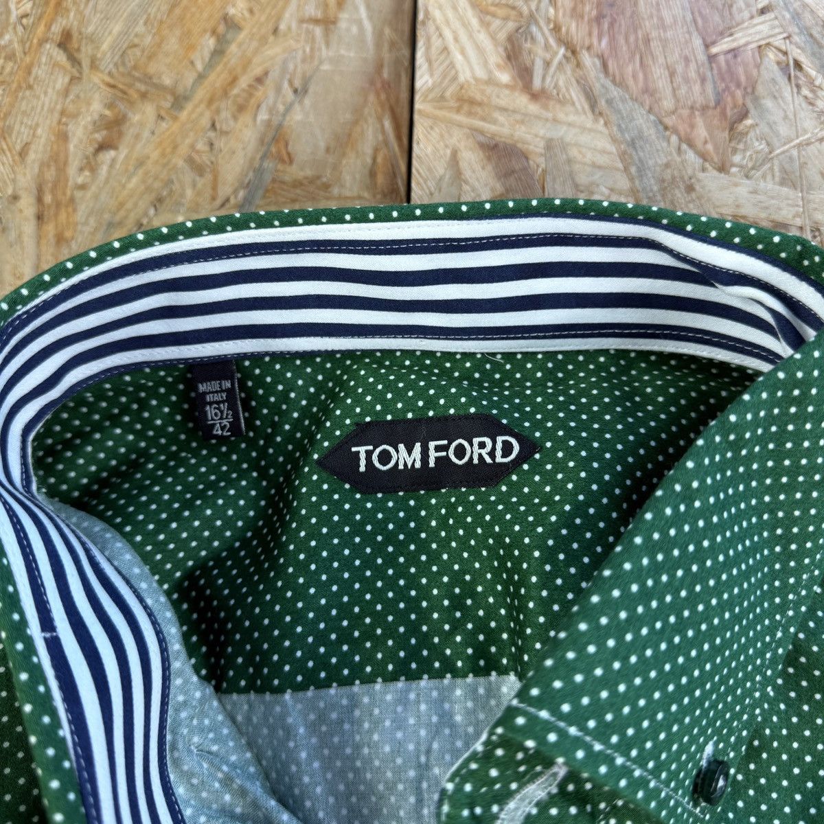 Tom Ford Tom Ford Polka Dot Cotton Shirt Luxury Designer Green Button Size US M / EU 48-50 / 2 - 2 Thumbnail