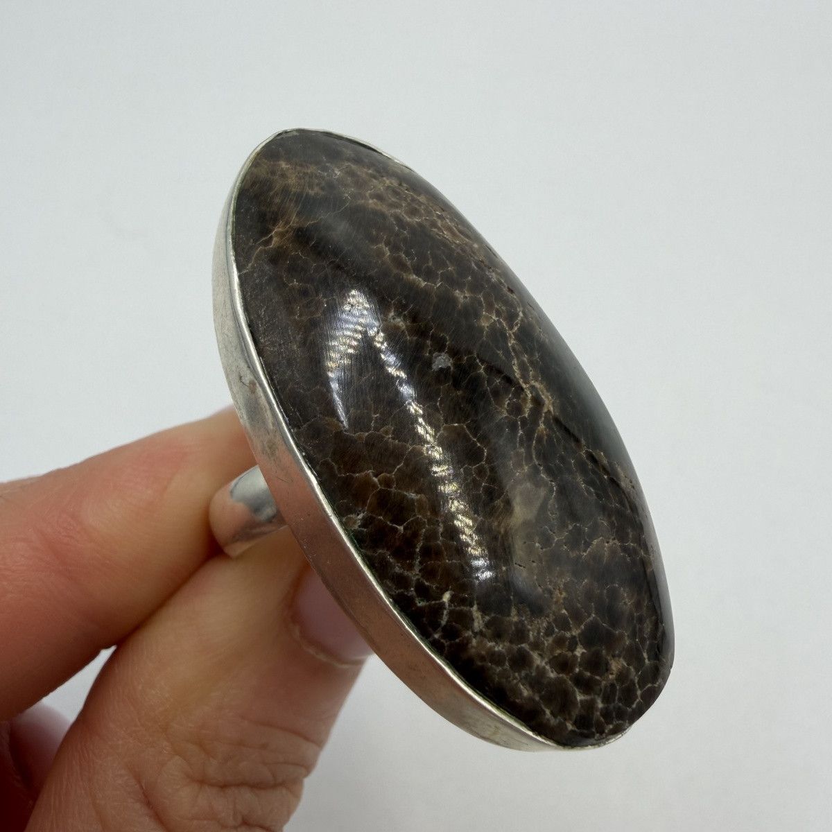 Sterling Silver Vintage Sterling Silver 925 Natural Fossil Coral Ring S 8 Size ONE SIZE - 1 Thumbnail