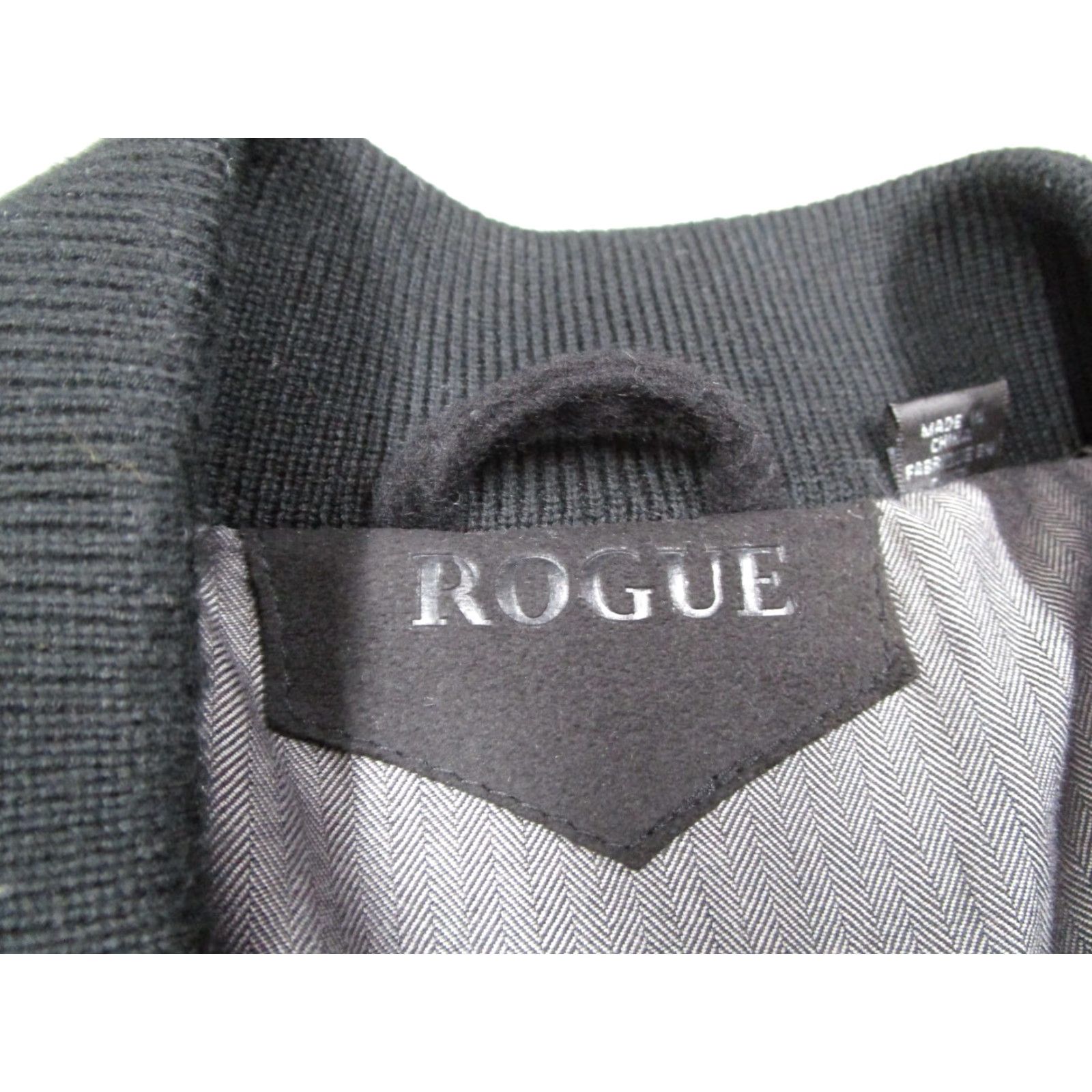 Vintage Rogue Bomber Jacket Men's Large Black Wool Faux Leather Sleeves Varsity Casual Outdoor Size US L / EU 52-54 / 3 - 2 Thumbnail