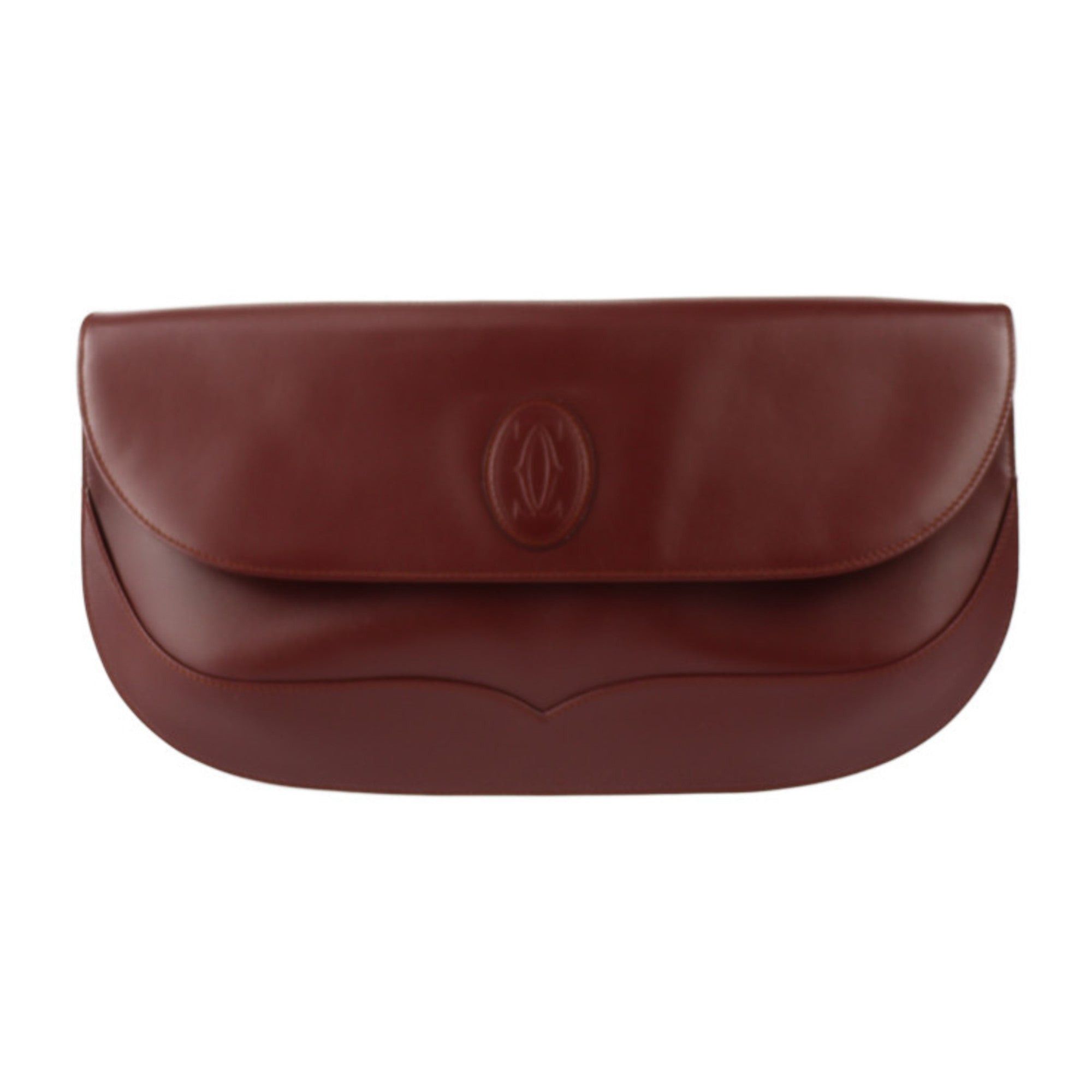 image of Cartier Mustline Clutch Bag Leather Bordeaux Second Flap in Red, Women's