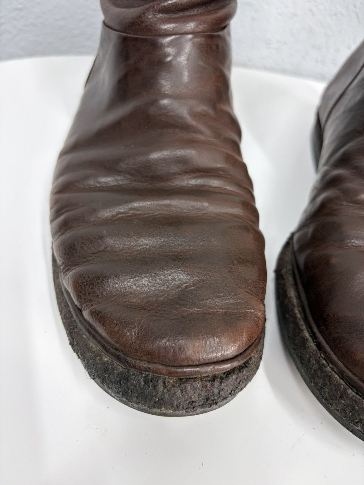 Hedi Slimane Vintage Y2K Guidi CCP Style Distressed Leather Biker Boots Size US 9 / EU 42 - 15 Thumbnail