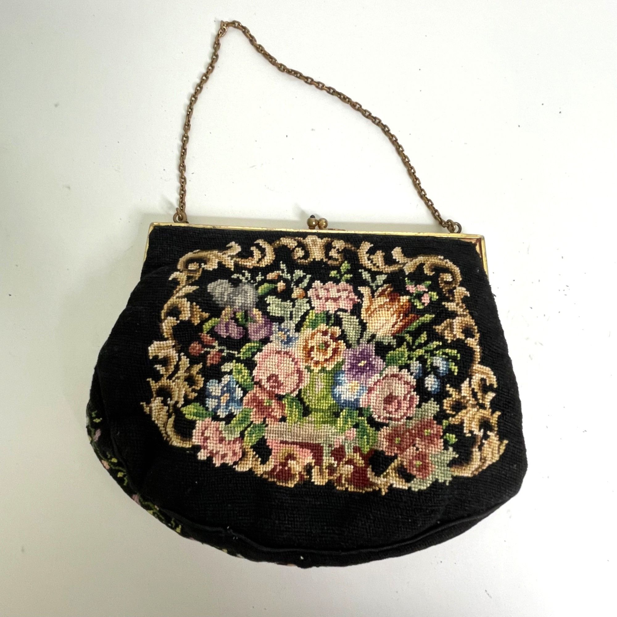 Other Vintage Needlepoint Purse Clutch Handbag Bag Floral Design 7 Size ONE SIZE - 11 Thumbnail
