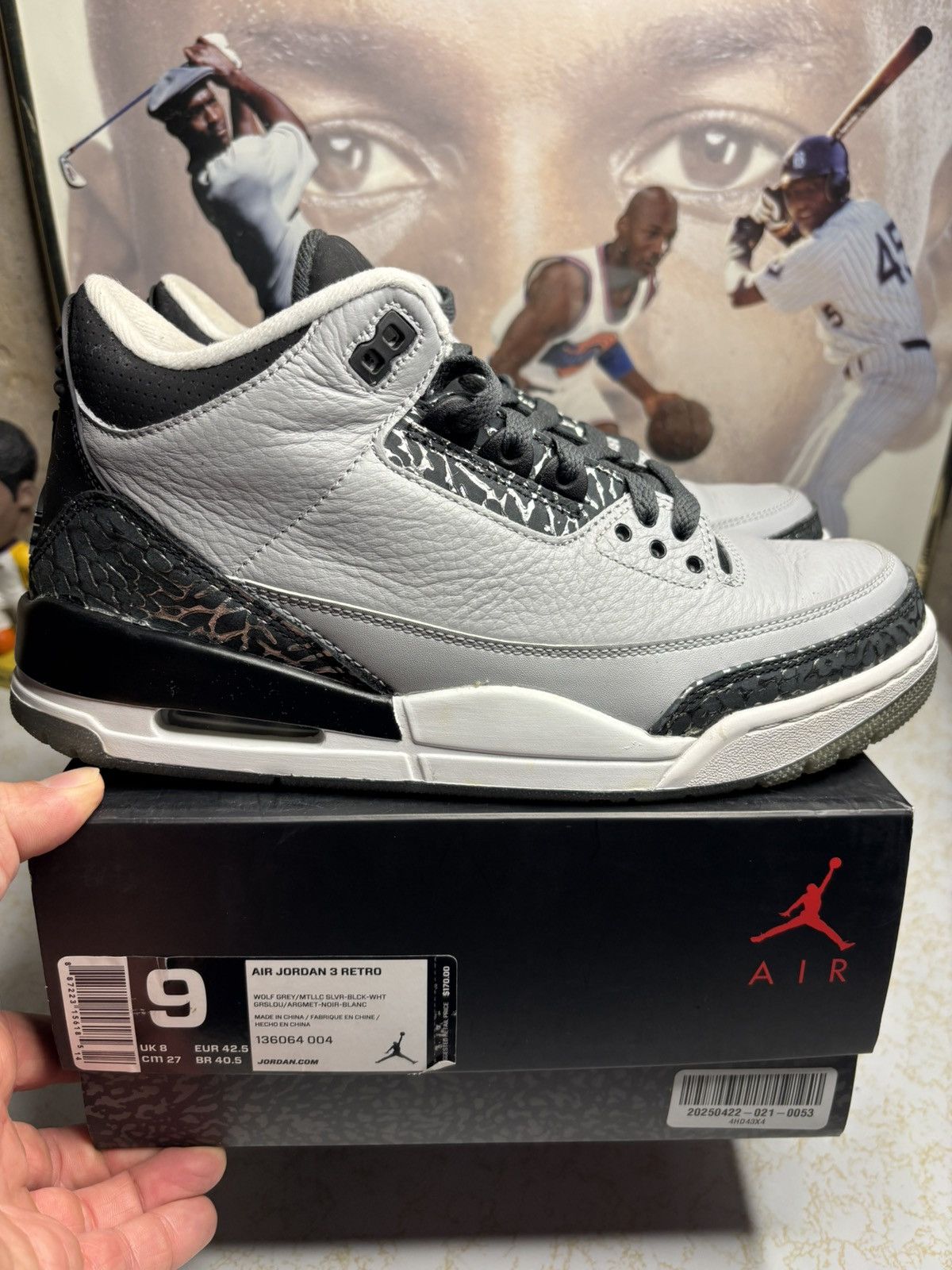 Jordan Brand Air Jordan 3 Retro Wolf Grey 2014 Size US 9 / EU 42 - 1 Thumbnail