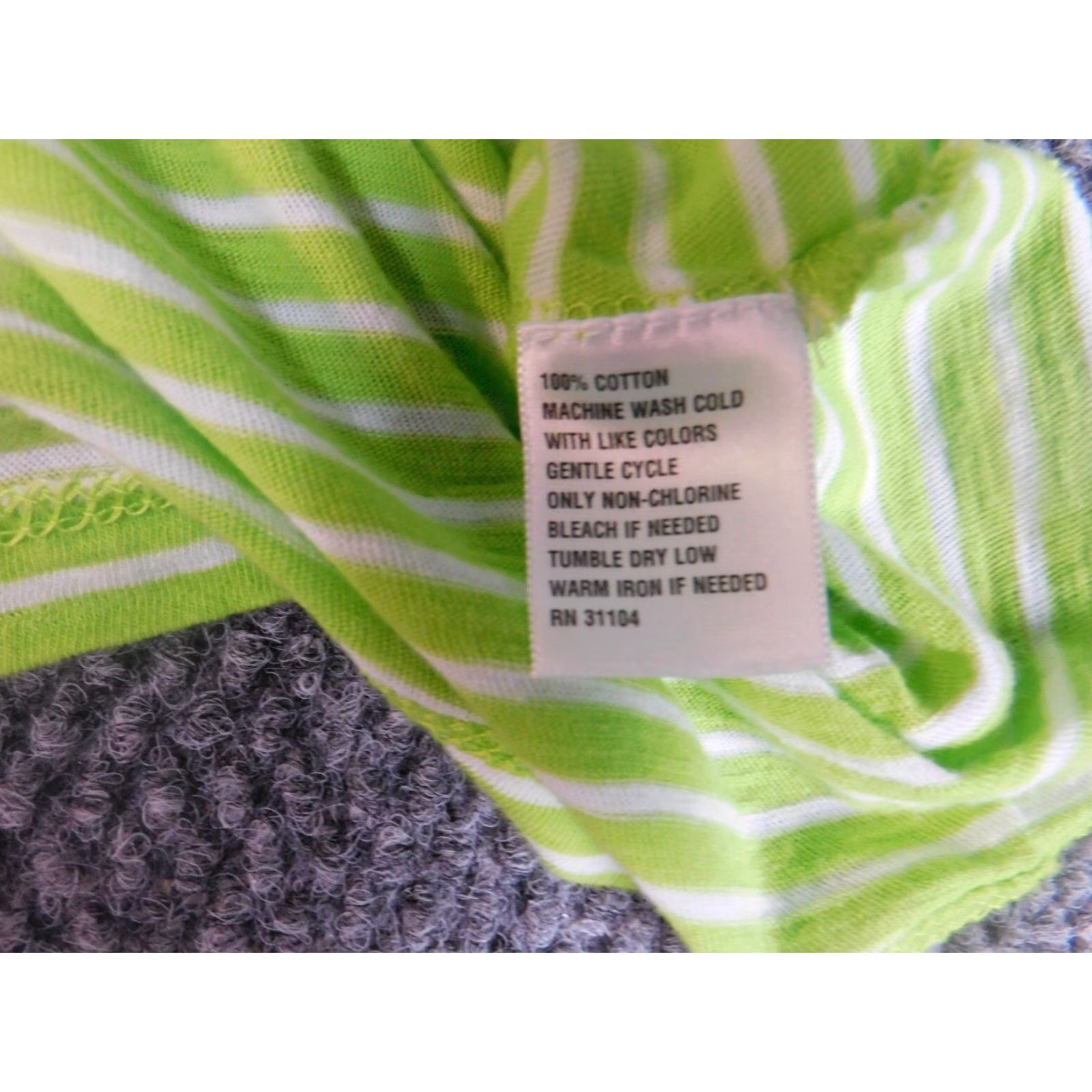Vintage Crown & Ivy Blouse Womens Medium Green Striped Knit Crew Neck Short Sleeve Pullover Casual Regular Size M Size M / US 6-8 / IT 42-44 - 7 Thumbnail