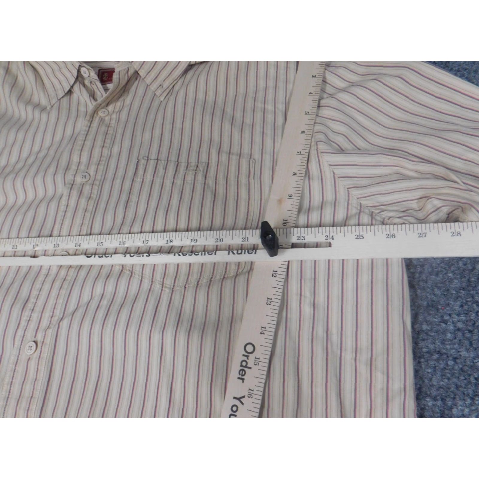 Izod Izod Shirt XL Beige Striped Button-Down Long Sleeve Cotton Knit Button-Up Mens Regular Sports Size US XL / EU 56 / 4 - 4 Thumbnail