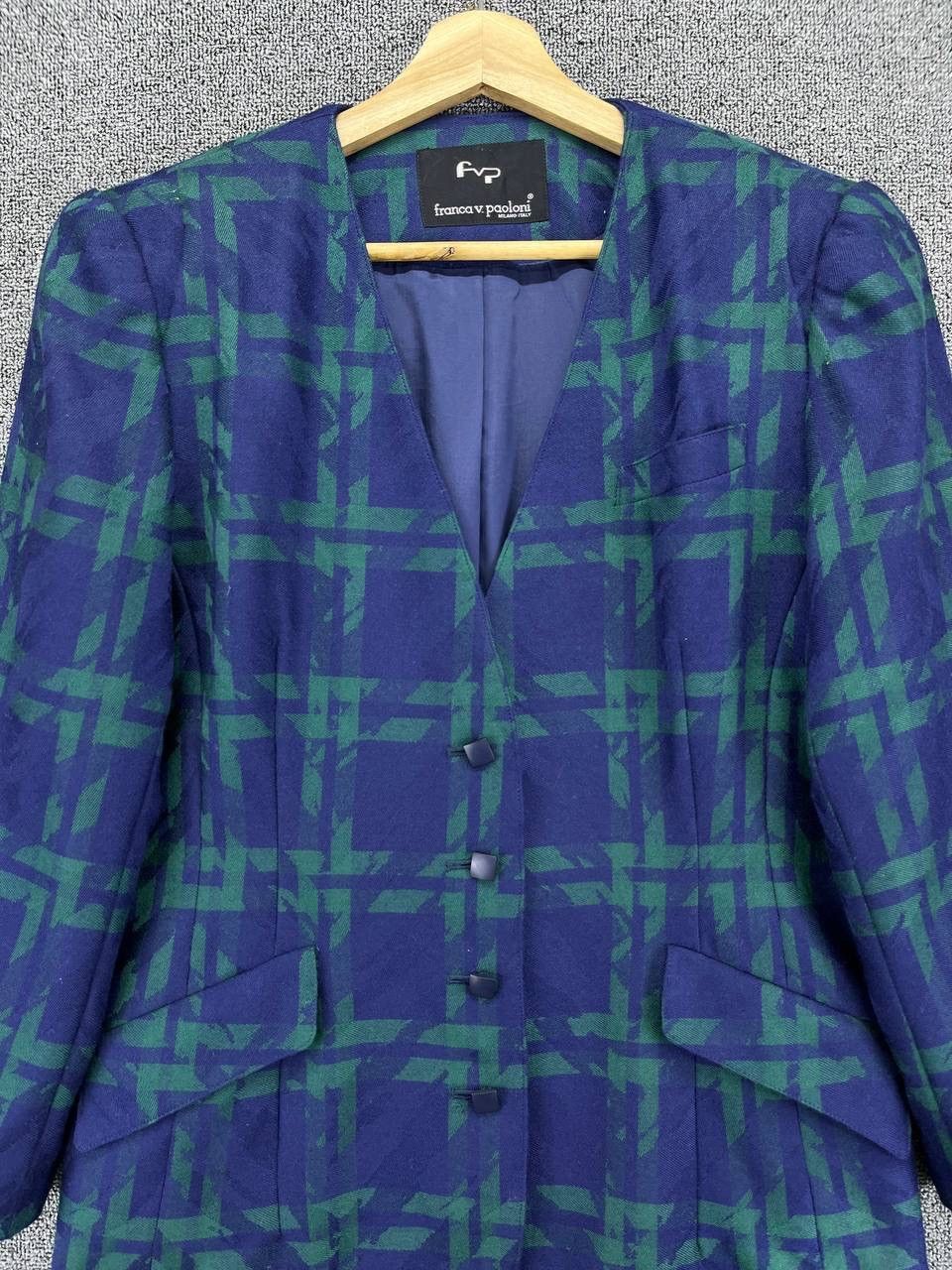 Paoloni Vintage Franca v. Paoloni Shadow Plaids Blazer Coat Jacket Size M / US 6-8 / IT 42-44 - 5 Thumbnail