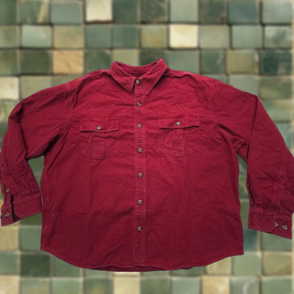 Eddie Bauer VINTAGE Eddie Bauer Shirt Mens XL Red Chamois Heavy Flannel Button-Up 90s Outdoor Workwear 3 Pocket Heavyweight Casual Size US XL / EU 56 / 4 - 1 Thumbnail