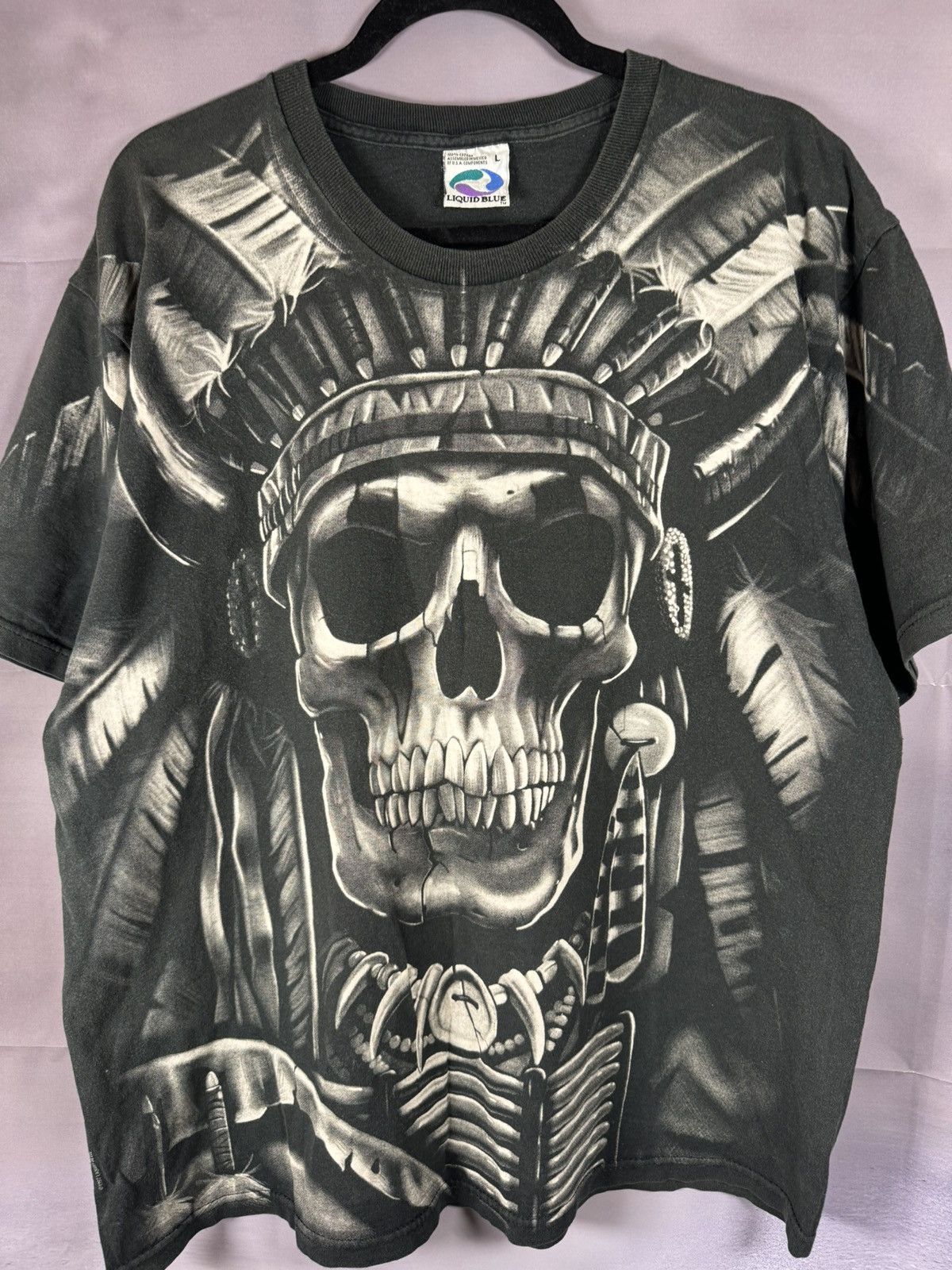 Liquid Blue × Vintage 90’s Vintage 1997 Liquid Blue Shirt XL Skeleton Indian AOP Size US L / EU 52-54 / 3 - 4 Thumbnail