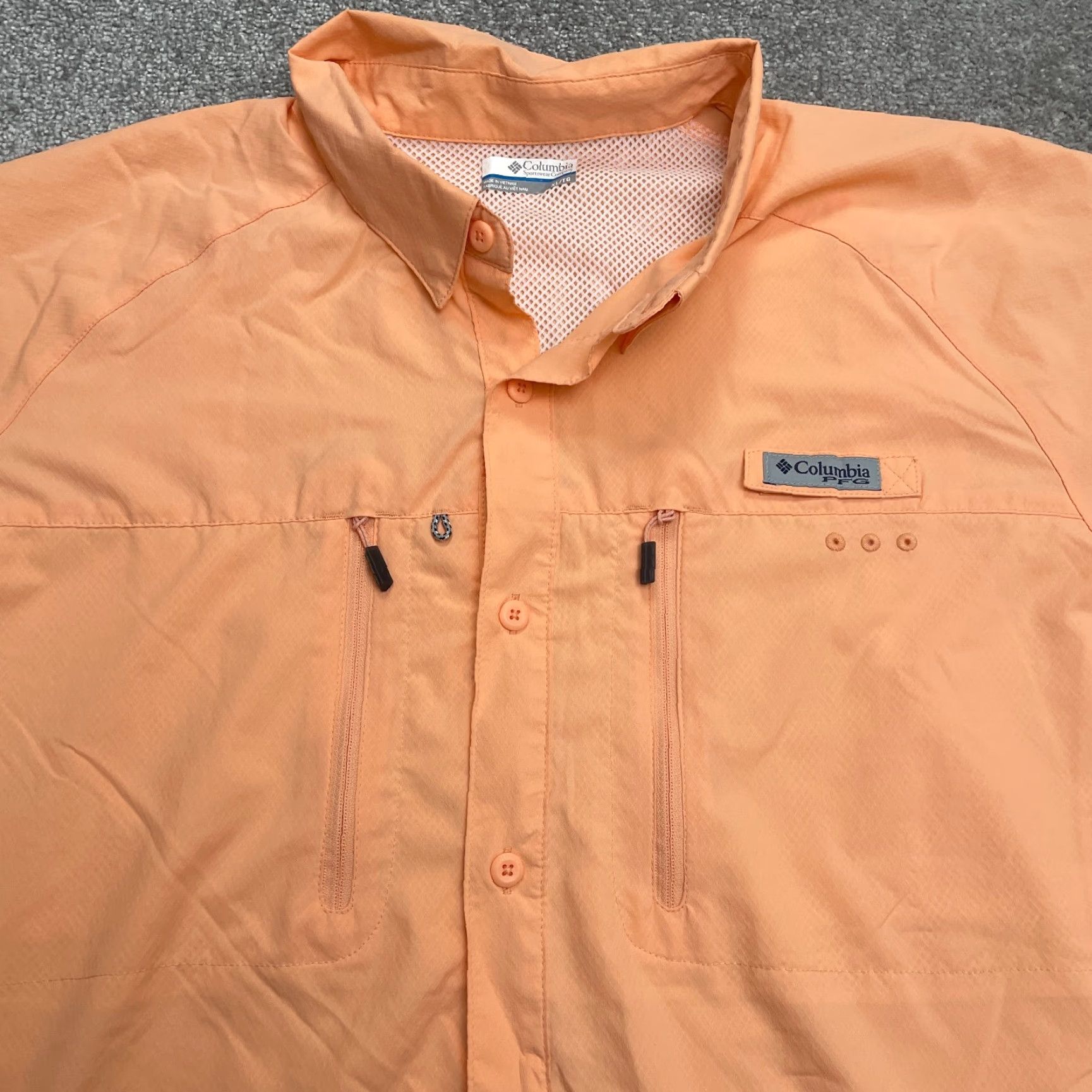 Vintage Columbia PFG Omni Shade Tamiami Shirt Mens XL Orange Short Sleeve Button-Up Pocket Top Size US XL / EU 56 / 4 - 6 Thumbnail