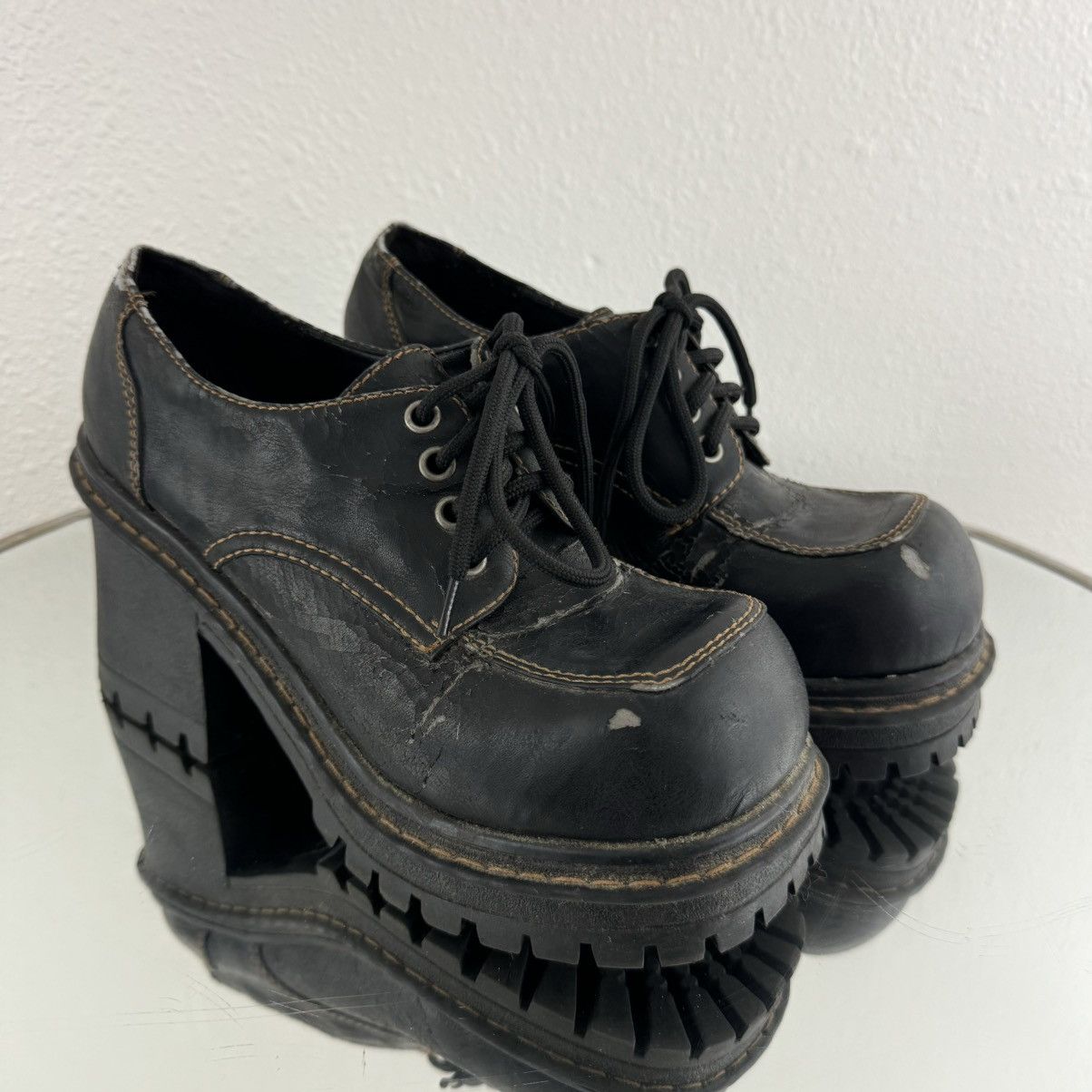 Other SODA Vintage Y2K Black Faux Leather Platform Oxford Shoes Size US 9 / IT 39 - 3 Thumbnail