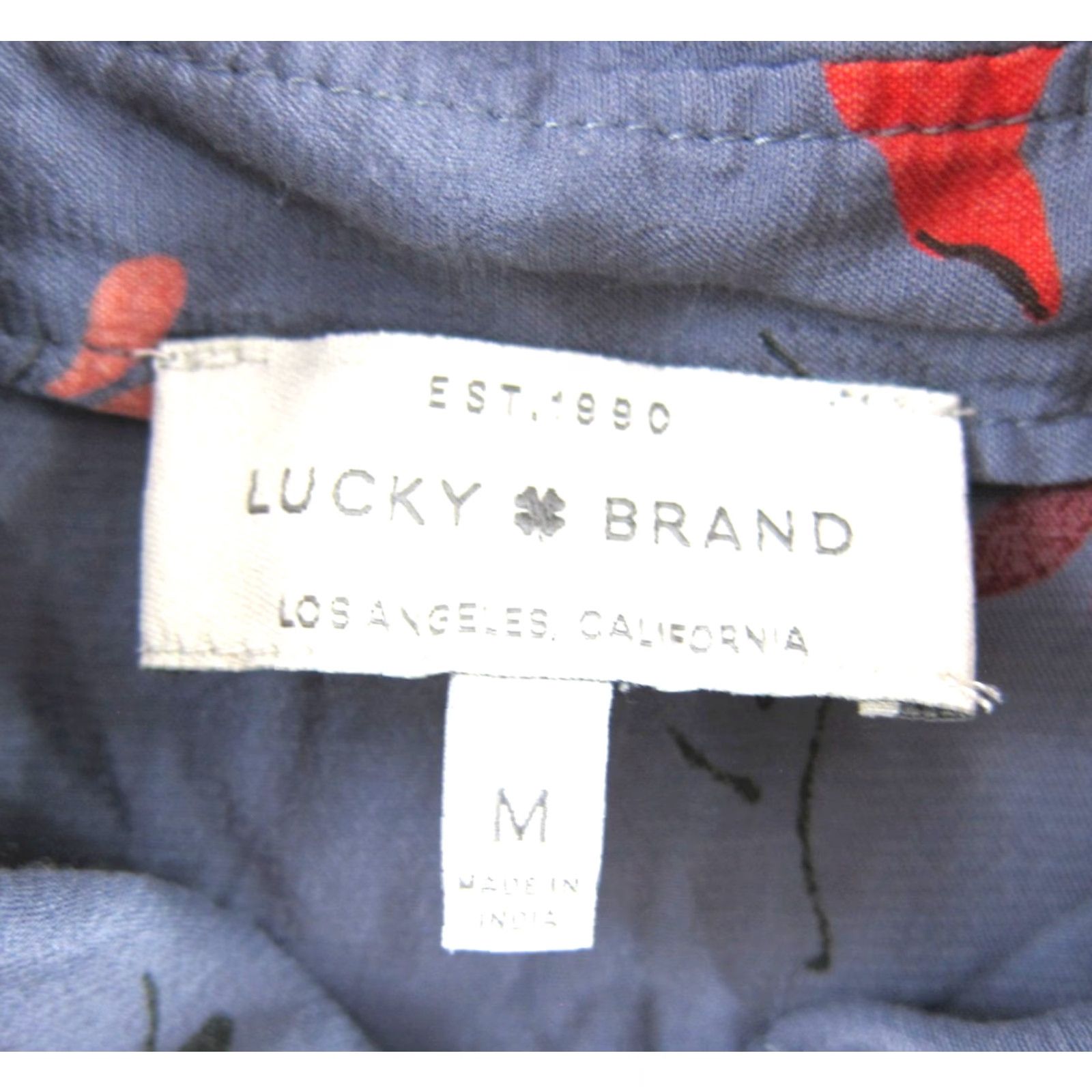 Lucky Brand Lucky Brand Floral Collared Long Sleeve Silky Blouse M Blue Size M / US 6-8 / IT 42-44 - 4 Thumbnail
