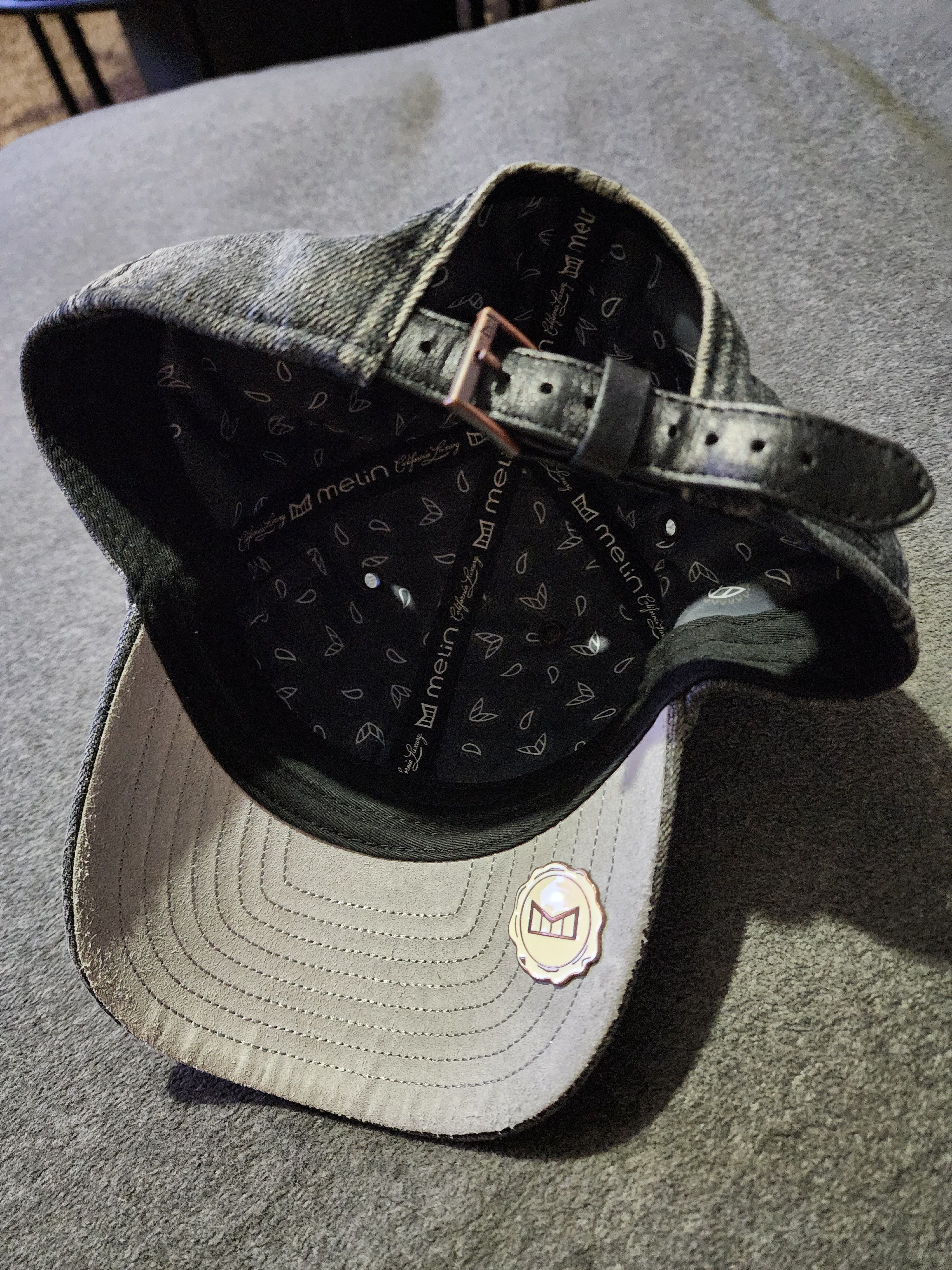 melin The Haze Grey Denim Leather Strap Back Hat Size ONE SIZE - 2 Thumbnail