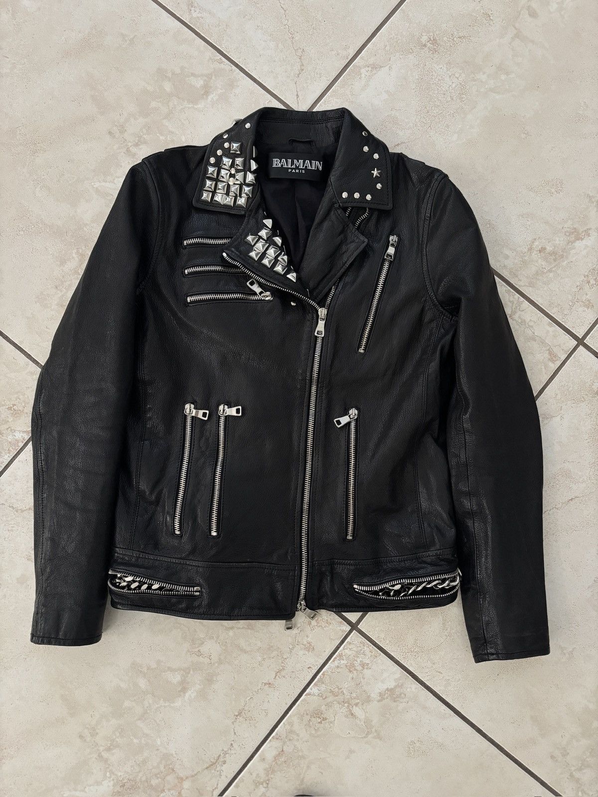 Balmain SS11 Balmain Studded Chain Leather Biker Jacket Decarnin Era Size US XS / EU 42 / 0 - 4 Thumbnail
