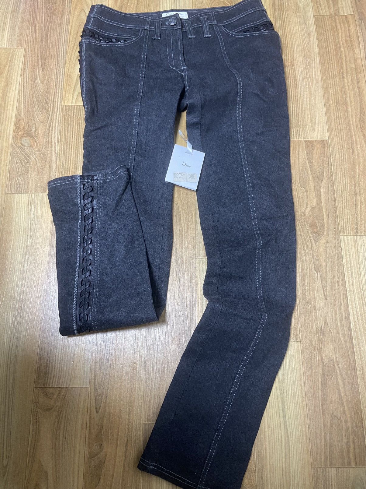 Dior 40 Christian Dior Leather trimmed denim pamts jeans Size US 30 / EU 46 - 1 Thumbnail