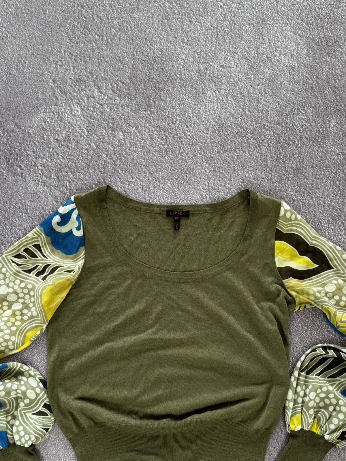 Escada Escada Mesh Multicolor Printed Long Sleeve Top Size XS / US 0-2 / IT 36-38 - 2 Thumbnail