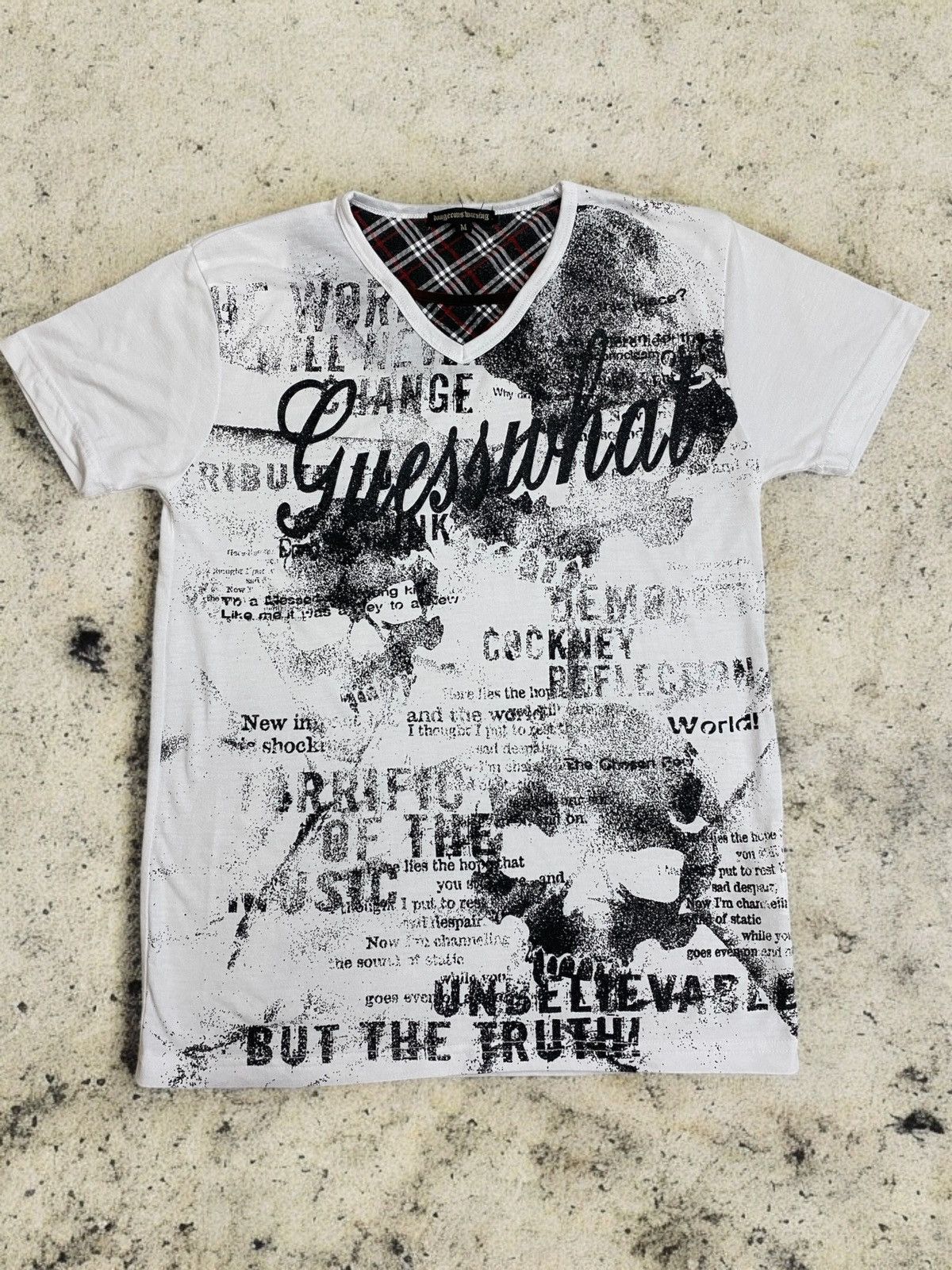 Pre-owned If Six Was Nine X Le Grande Bleu L G B Dangerous Warning V Tee Art Poem Pop Punk Journey In White