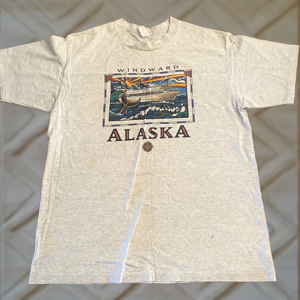Vintage VINTAGE 90s Alaska Windward Cruise Line Gray Shirt Men XL Single Stitch Destination SZ Crew Neck T-Shirt Mens Size US XL / EU 56 / 4 - 1 Thumbnail