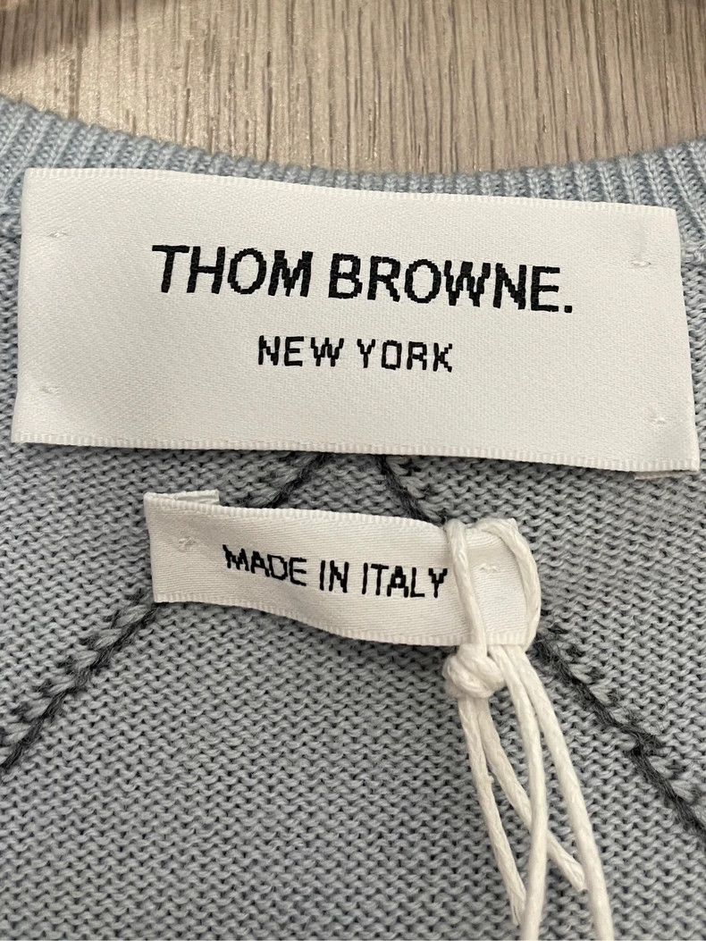 Thom Browne Thom Browne Blue and pink diamond pattern pure wool knit o Size S / US 4 / IT 40 - 5 Thumbnail