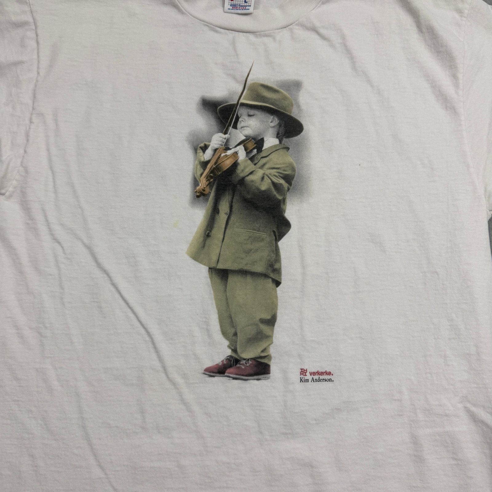 Vintage Vintage Kim Anderson Violin Boy Art Photo Shirt Men's Large Size US L / EU 52-54 / 3 - 3 Thumbnail