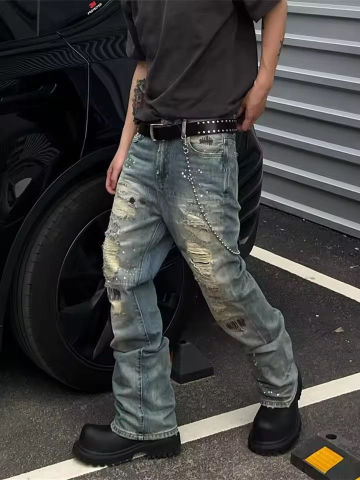 Vintage VIBE High Street Distressed Tassel Washed Distressed Jeans Size US 26 / EU 42 - 9 Thumbnail