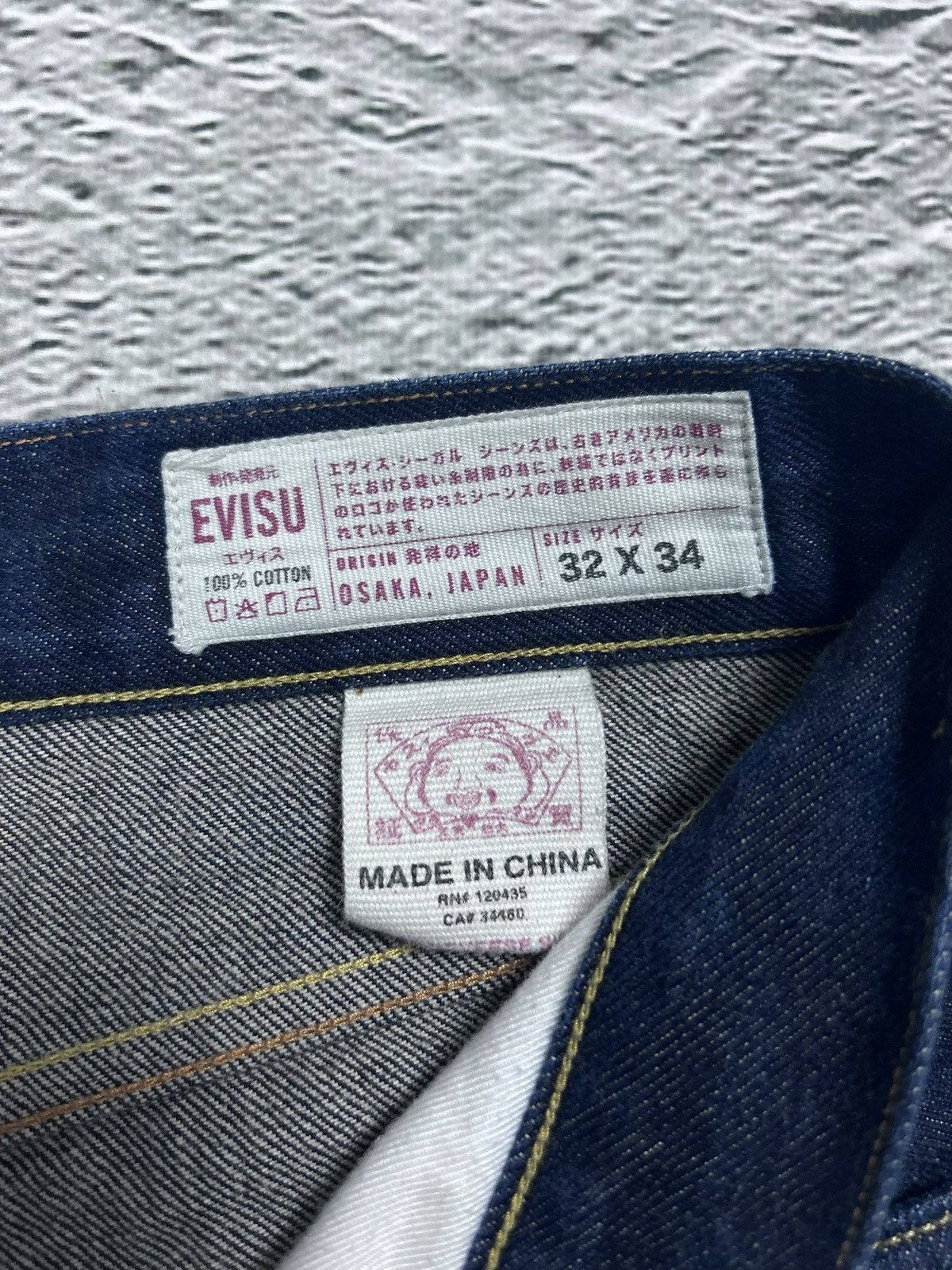 Evisu Evisu jorts navy blue shorts denim red seagulls handpainted Size US 32 / EU 48 - 4 Thumbnail