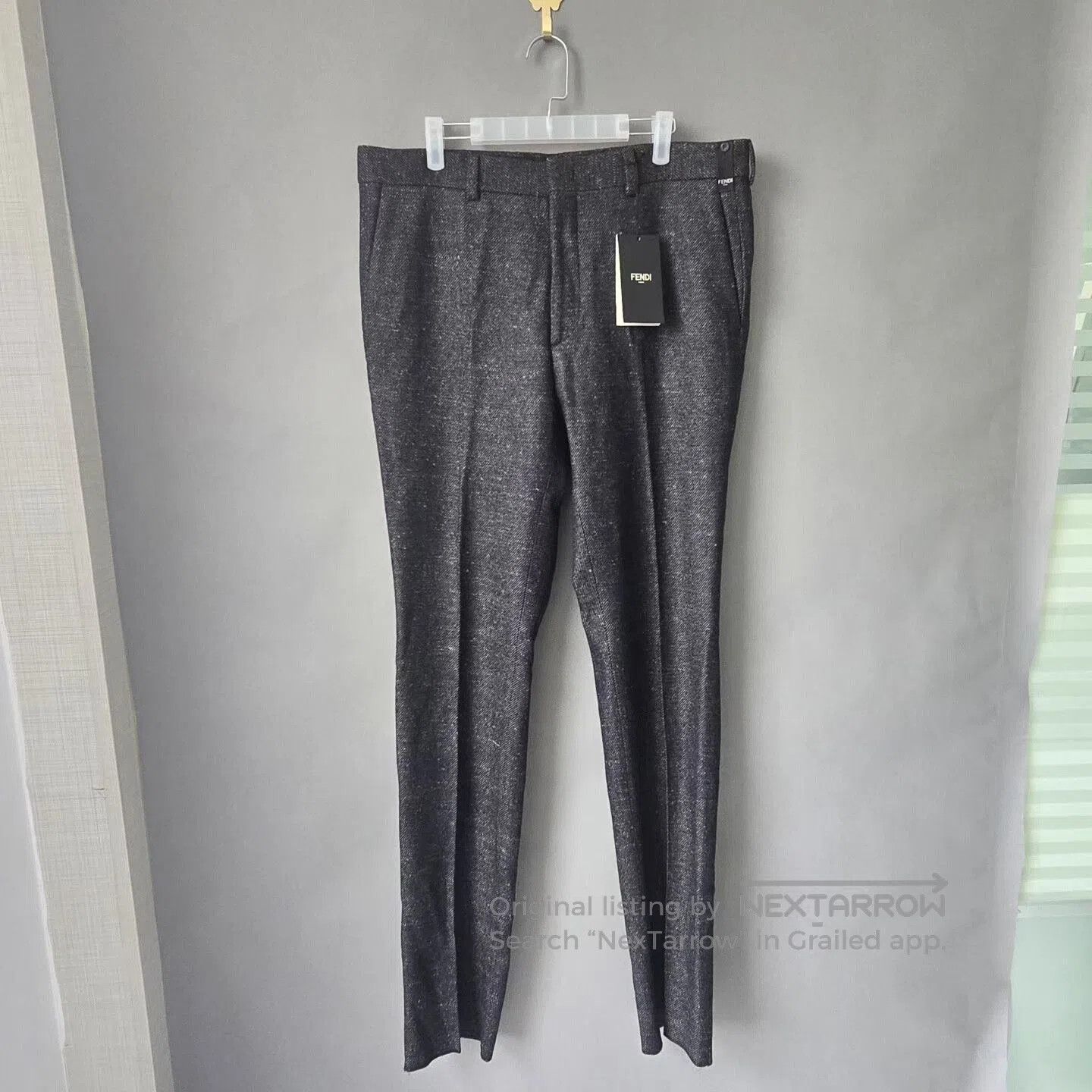 Fendi Fendi Black Gray Wool Blend Trousers. Size US 42 / EU 58 - 1 Thumbnail