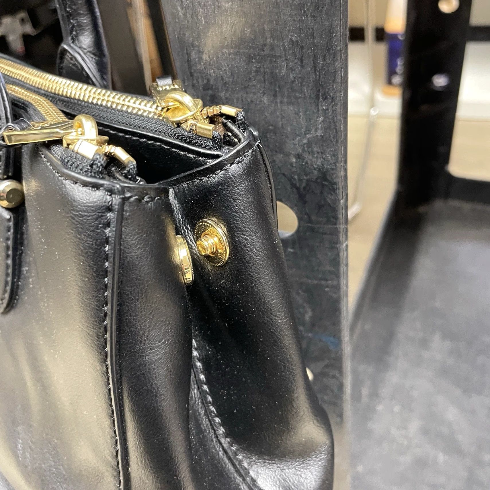 Doublet Lauren Ralph Lauren Bag Black Leather Newbury Double Zip Crossbody Gold Tote Medium Size ONE SIZE - 2 Thumbnail