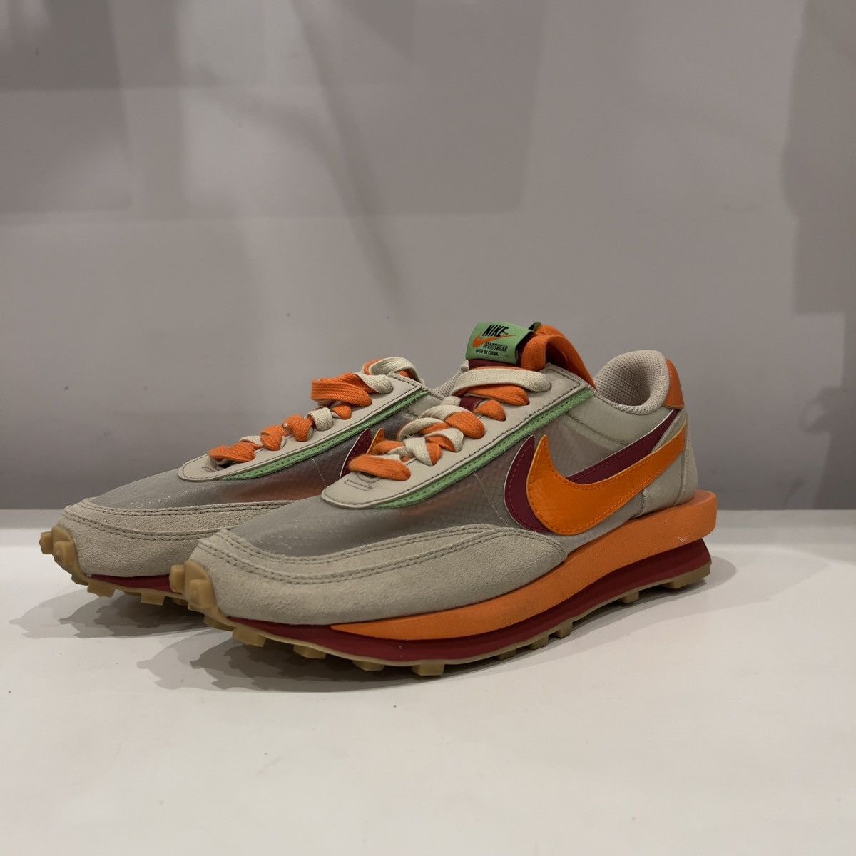 CLOT × Nike × Sacai Nike Waffle x Sacai CLOT Kiss Of Death Net Orange Blaze Size US 8.5 / EU 41-42 - 12 Thumbnail