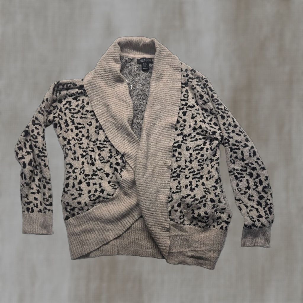 Rachel Zoe Rachel Zoe Women's Animal Print Cardigan Sweater Lightweight Open Front XL Tan Brown Size XL / US 12-14 / IT 48-50 - 1 Thumbnail