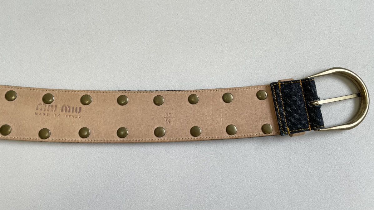 Miu Miu Mid 2000s Blue Studded Denim Belt Size 32 - 13 Thumbnail