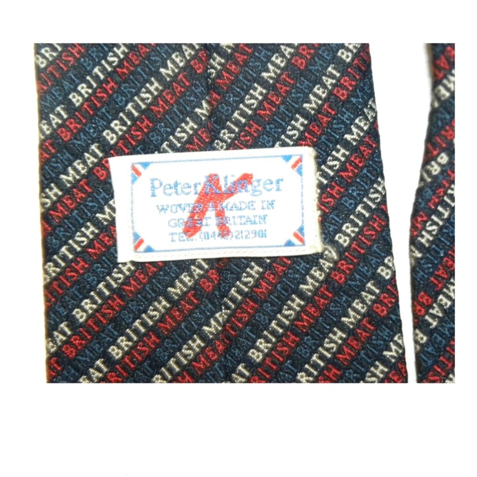 Vintage 60's MOD Tie "British Meat" Promo Pop Art LOGO Advertising Size ONE SIZE - 1 Thumbnail