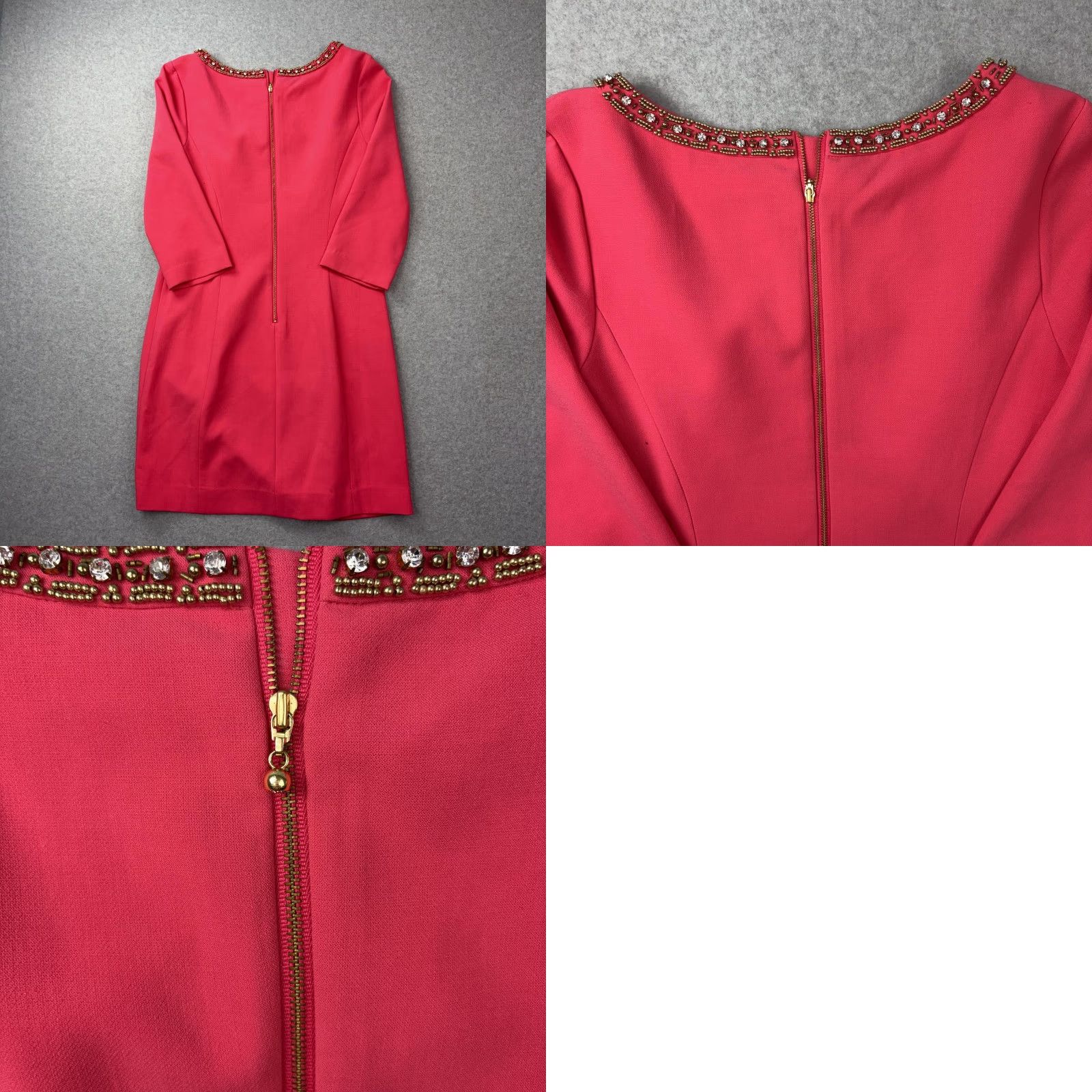 Lilly Pulitzer Lilly Pulitzer Dress Womens 6 Pink Beaded Neck Sheath 3/4 Sleeve Party Cocktail Size M / US 6-8 / IT 42-44 - 9 Thumbnail