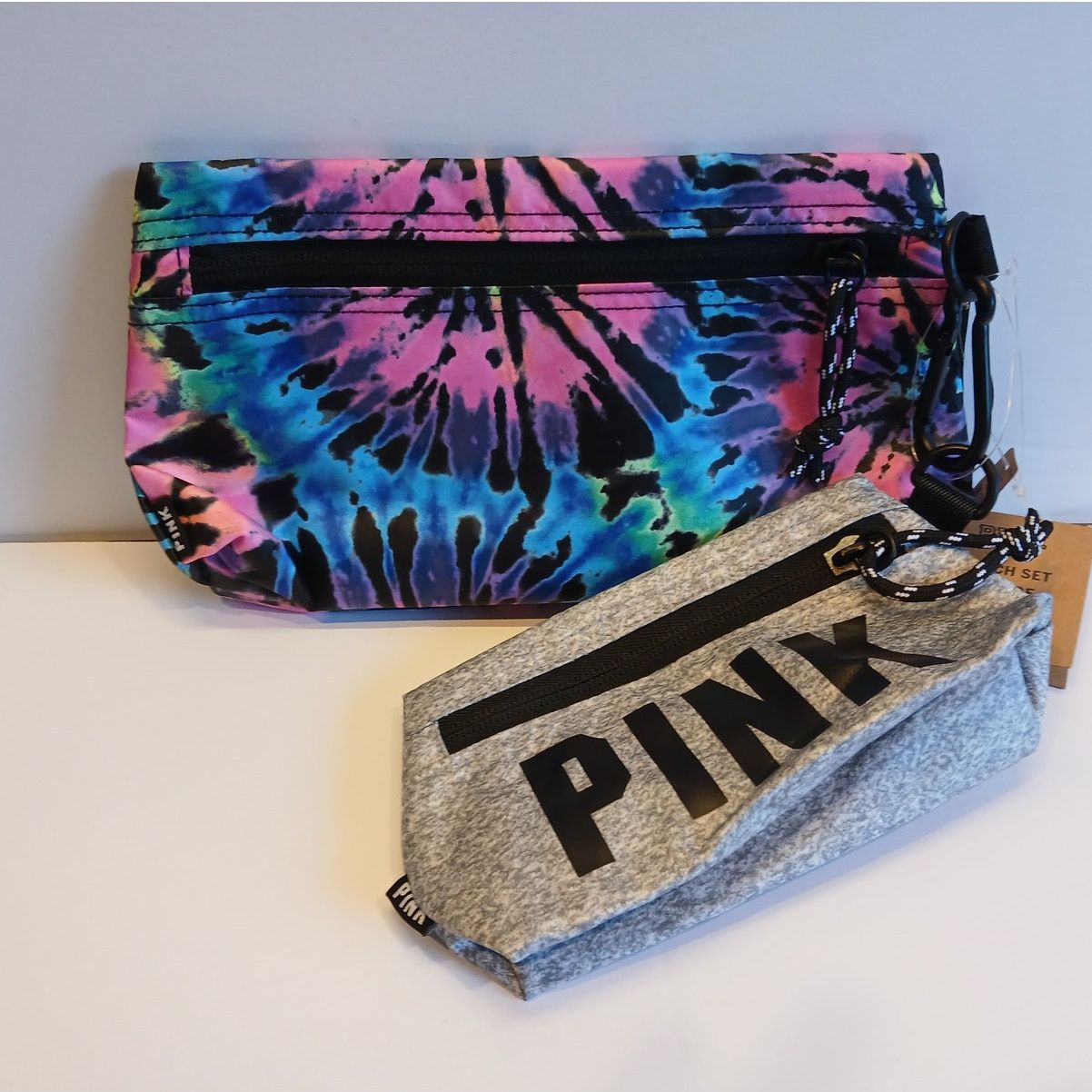 Pink Victoria's Secret PINK Multi Tye Dye & Grey Pouch Set - NWT Size ONE SIZE - 1 Thumbnail