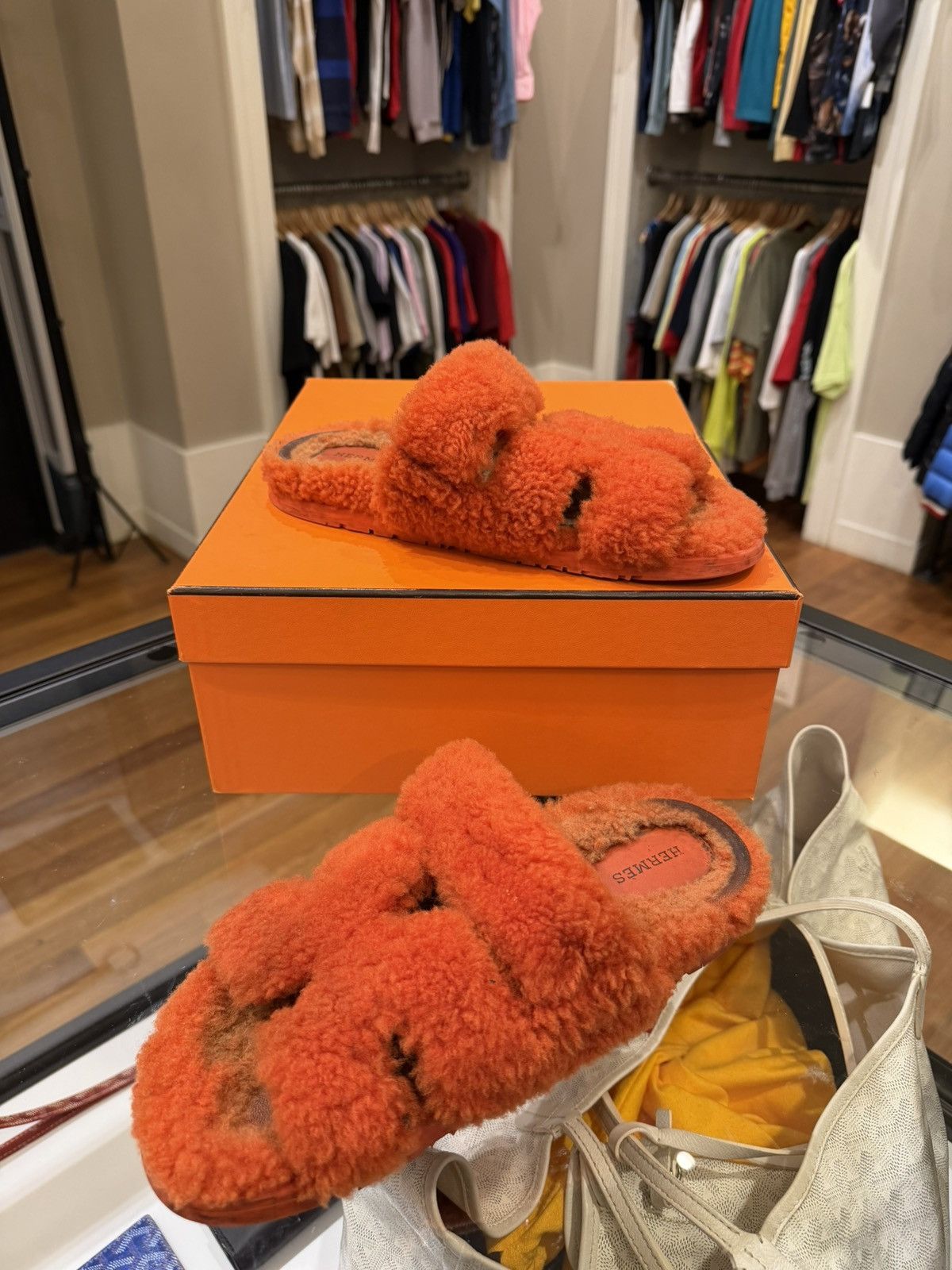 Hermes Hermes Chypre Wool Sandals - Orange Size US 9 / IT 39 - 4 Thumbnail